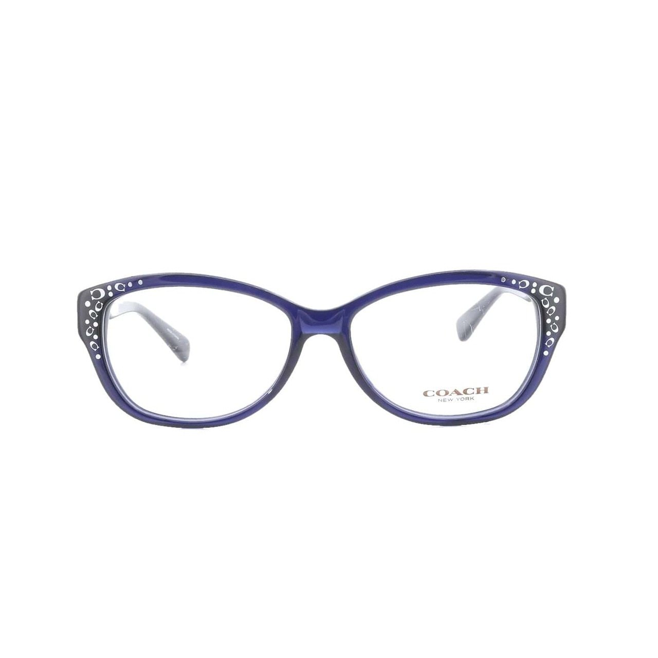 Coach HC6076-5110 Navy Cat-Eye Women's Plastic Eyeglasses with a stylish full-rim design, perfect for enhancing facial features.