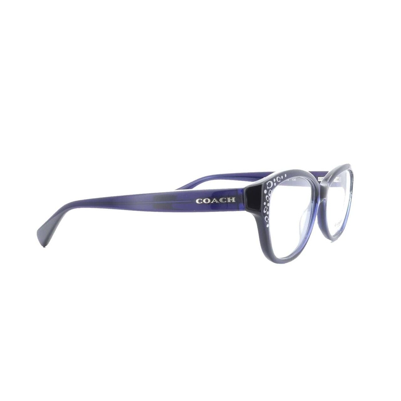 Coach HC6076-5110 Navy Cat-Eye Women's Plastic Eyeglasses with a stylish full-rim design, perfect for enhancing facial features.