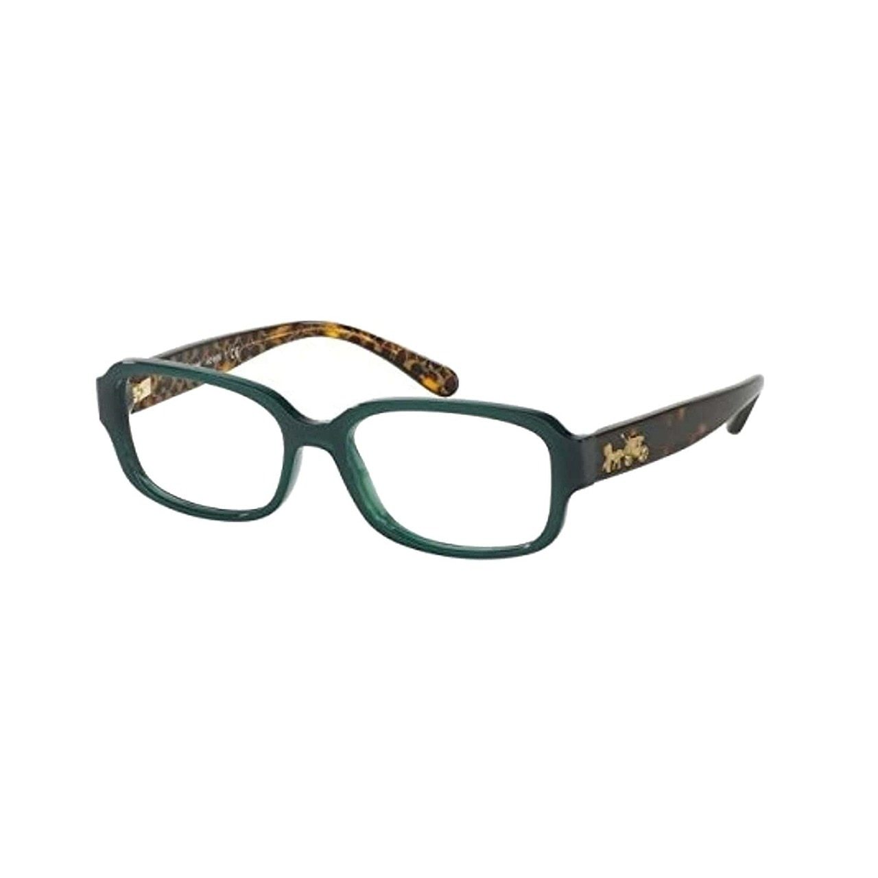 Coach HC6105-5451 Teal Dark Tortoise Gold Sig C Rectangular Women's Eyeglasses with plastic frame and demo lens.