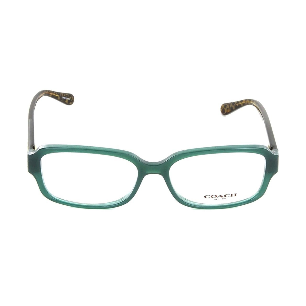 Coach HC6105-5451 Teal Dark Tortoise Gold Sig C Rectangular Women's Eyeglasses with plastic frame and demo lens.