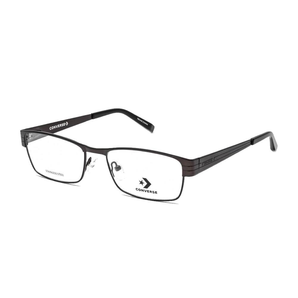 Converse A204 Gunmetal Rectangular Unisex Metal Eyeglasses showcasing a sleek gunmetal frame and rectangular design.