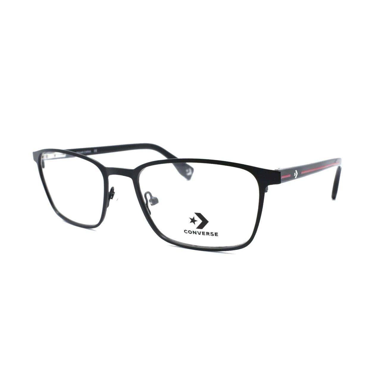 Converse A228 Black Square Men's Metal Eyeglasses with a stylish full-rim design, perfect for modern men.