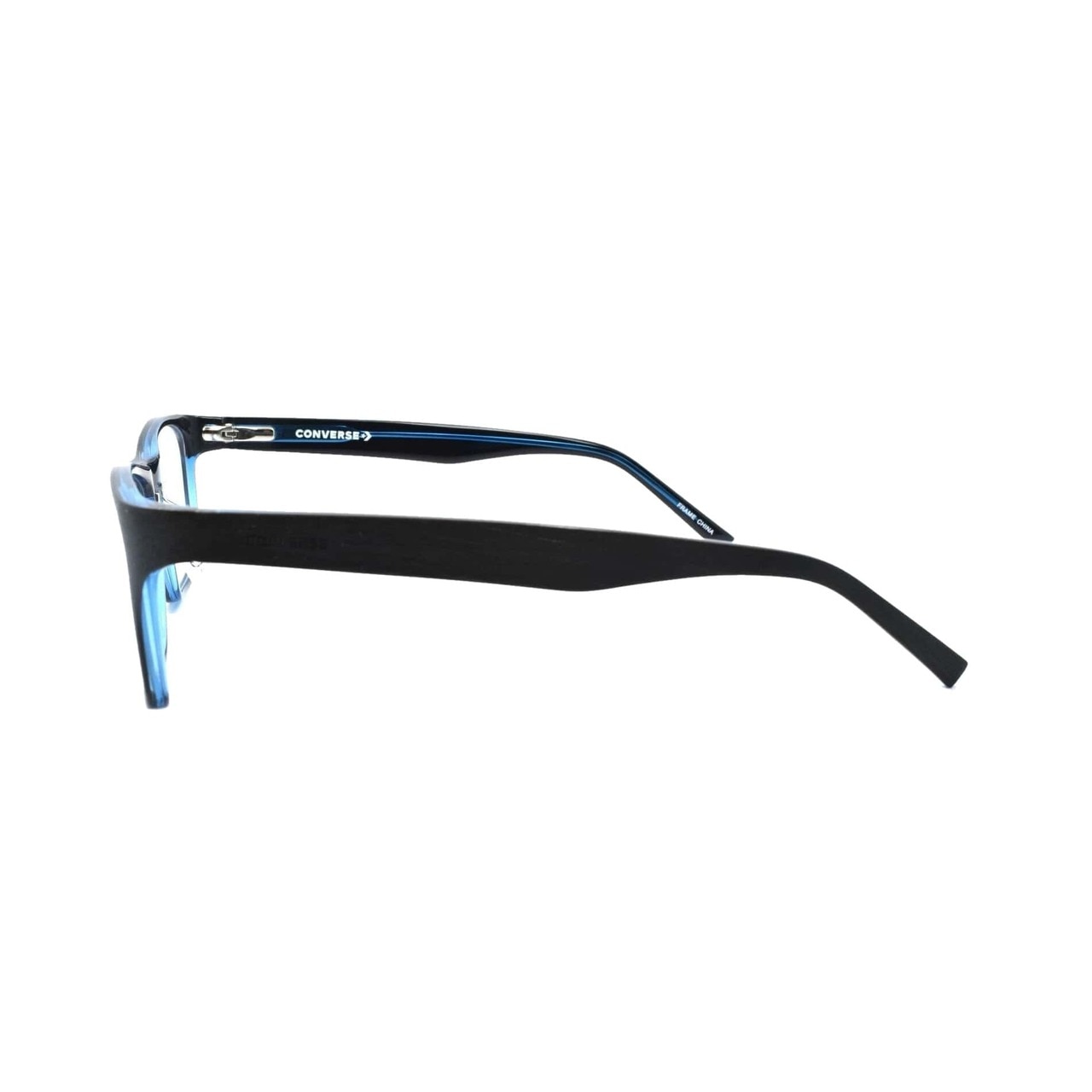 Converse Men's A223 Black Blue Square Acetate Eyeglasses featuring a stylish black blue frame and 55mm demo lens.