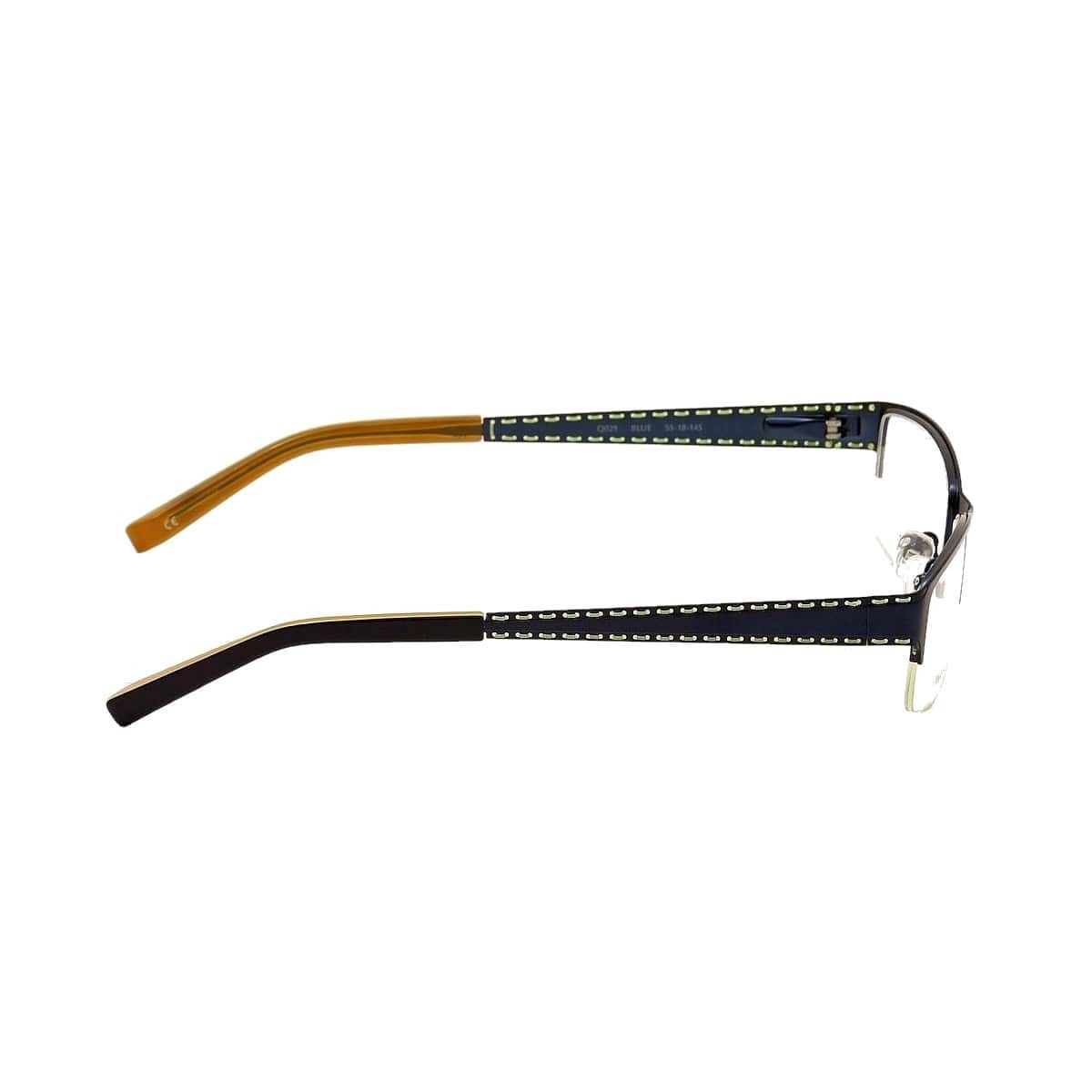 Converse Q029 Blue Rectangular Men's Metal Eyeglasses with adjustable nosepads and spring hinges.