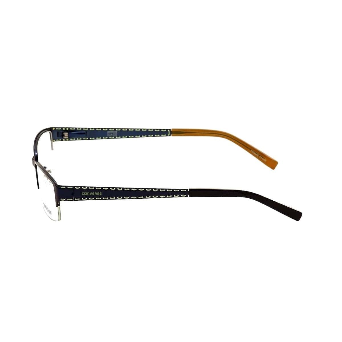 Converse Q029 Blue Rectangular Men's Metal Eyeglasses with adjustable nosepads and spring hinges.