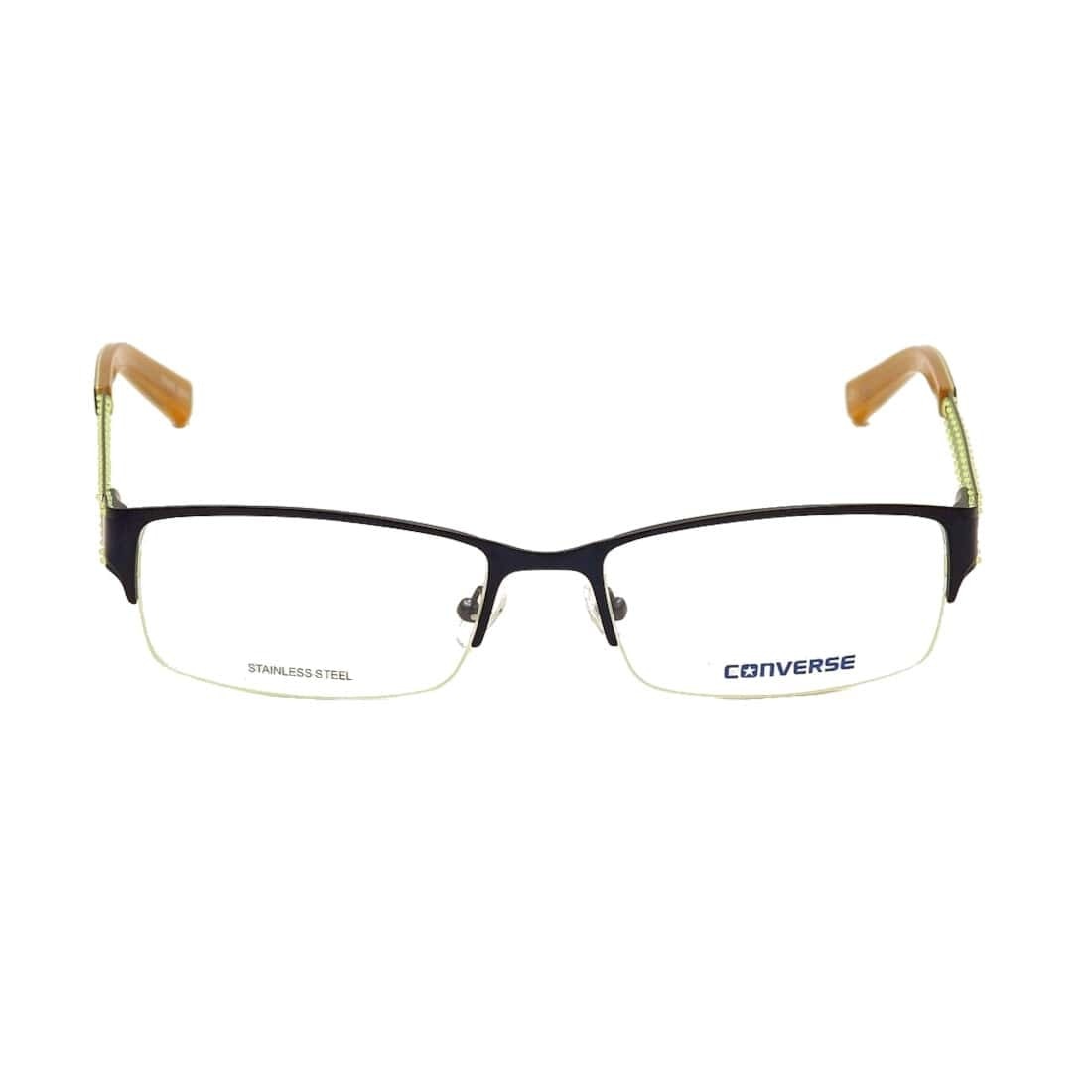 Converse Q029 Blue Rectangular Men's Metal Eyeglasses with adjustable nosepads and spring hinges.