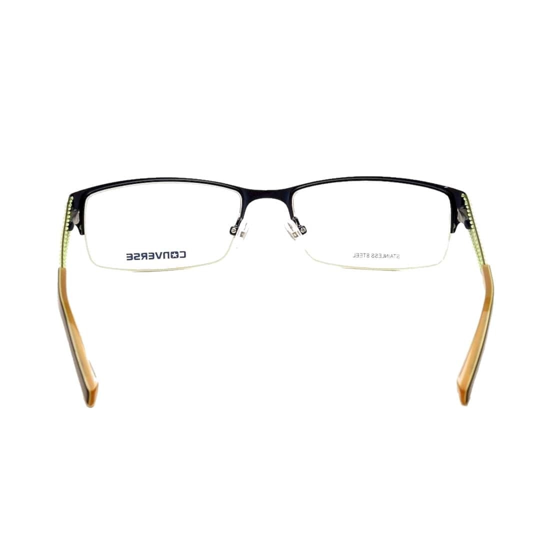 Converse Q029 Blue Rectangular Men's Metal Eyeglasses with adjustable nosepads and spring hinges.