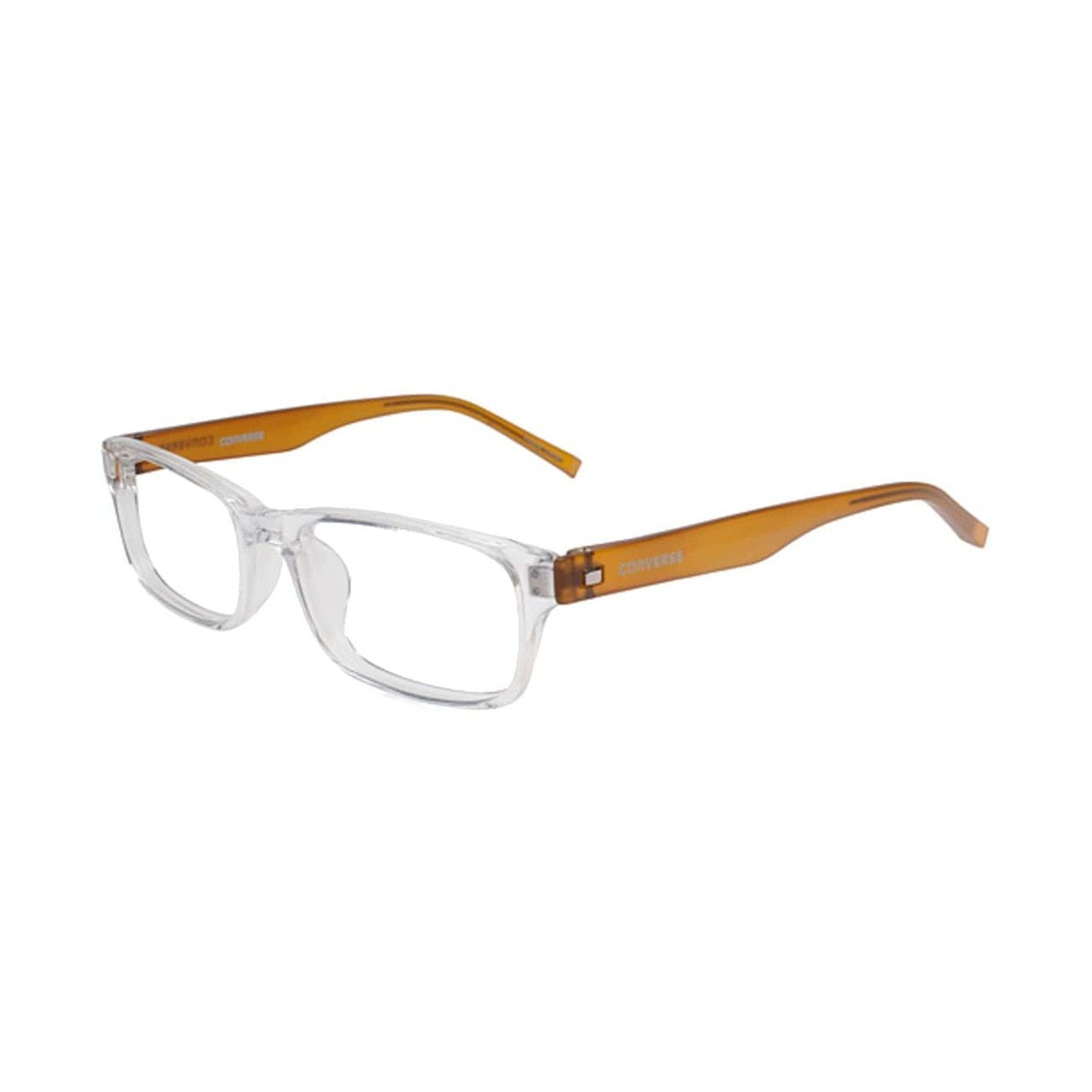 Converse Q009 UF Crystal Rectangular Men's Acetate Eyeglasses in crystal color, showcasing a stylish full-rim design suitable for modern men.