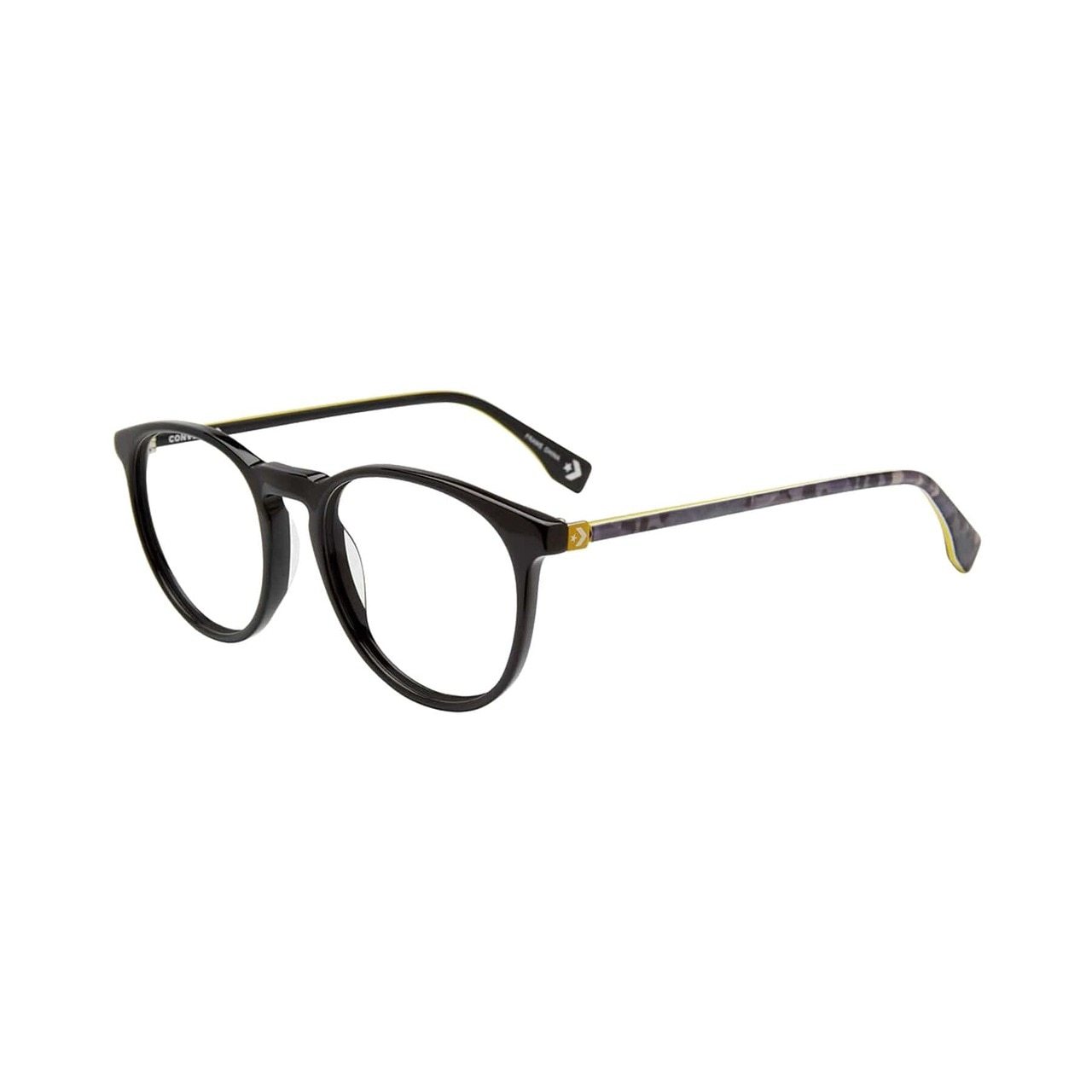 Converse Q324 Black Round Men's Acetate Eyeglasses featuring a sleek black frame and round shape, ideal for modern men.