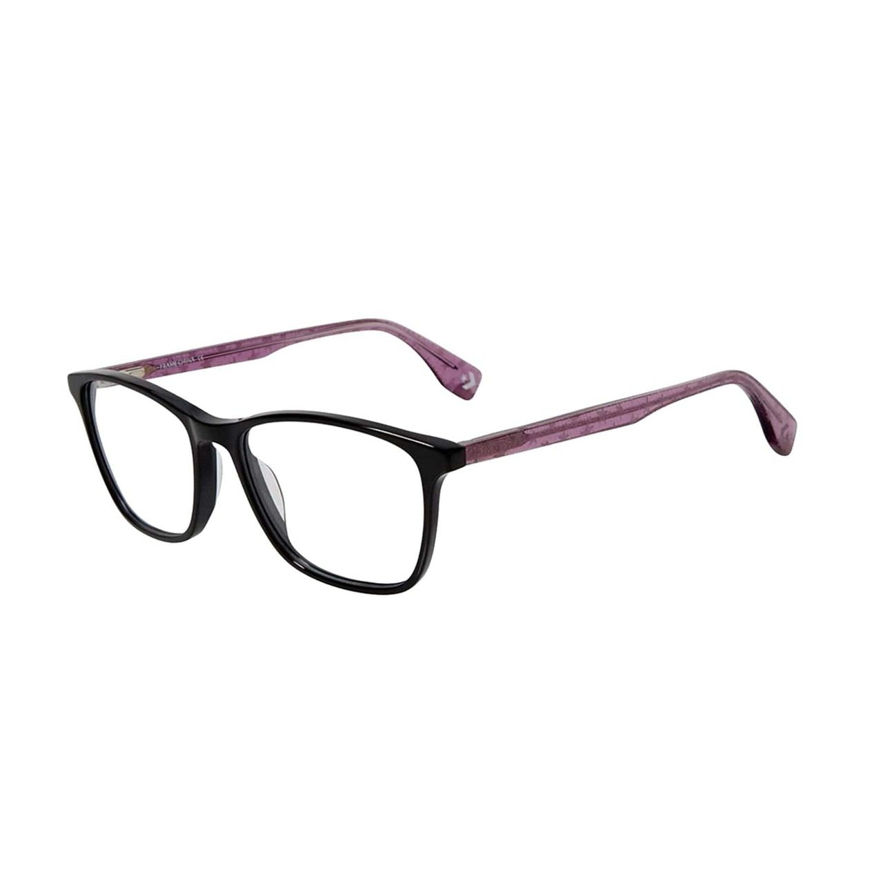 Converse Q409 Black Square Women's Acetate Eyeglasses displayed in a stylish case, showcasing their elegant design and quality materials.