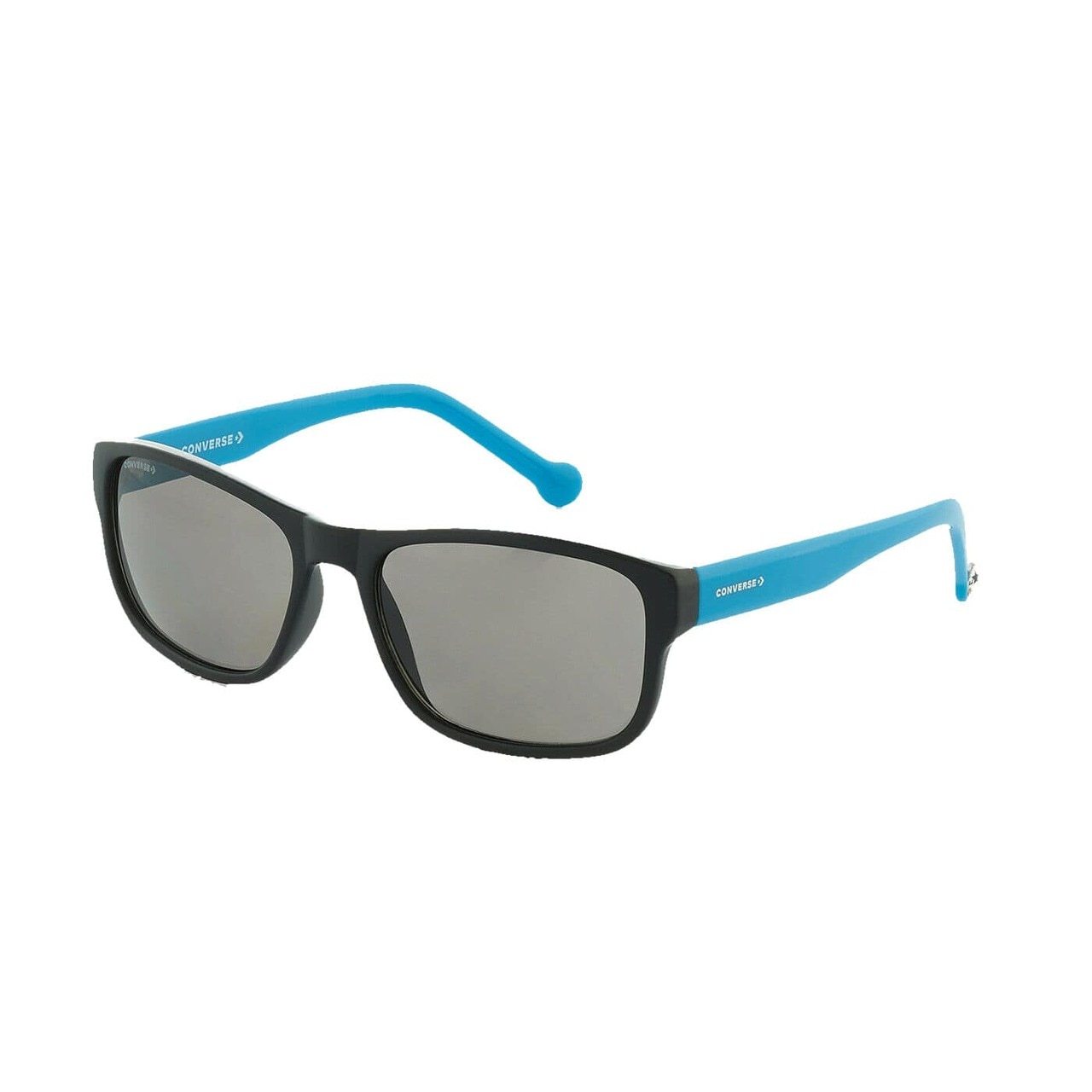 Converse SCO092Q Black Blue Square Men's Sunglasses featuring a stylish black blue frame and black lenses.