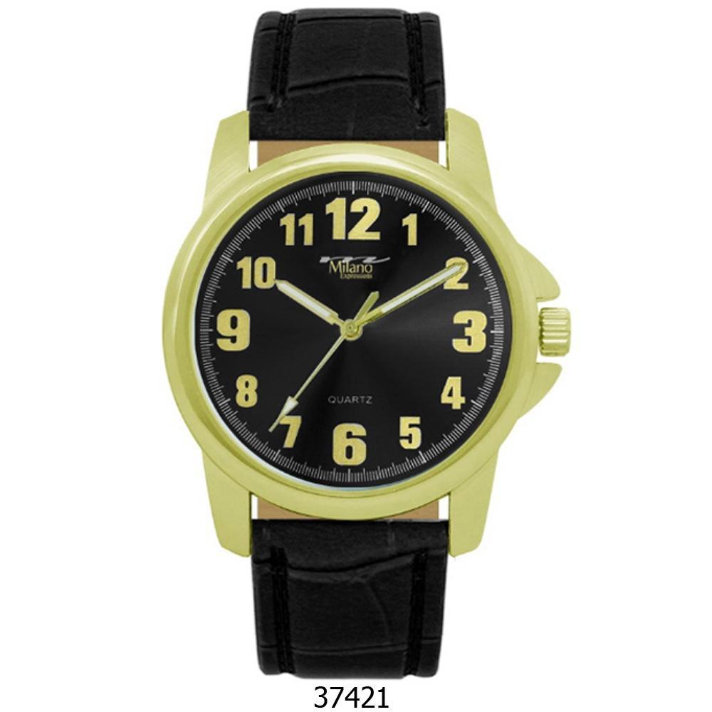 Cooperstown Black Faux Leather Strap Watch with Gold Case and Black Dial, showcasing elegant design and eco-friendly materials.