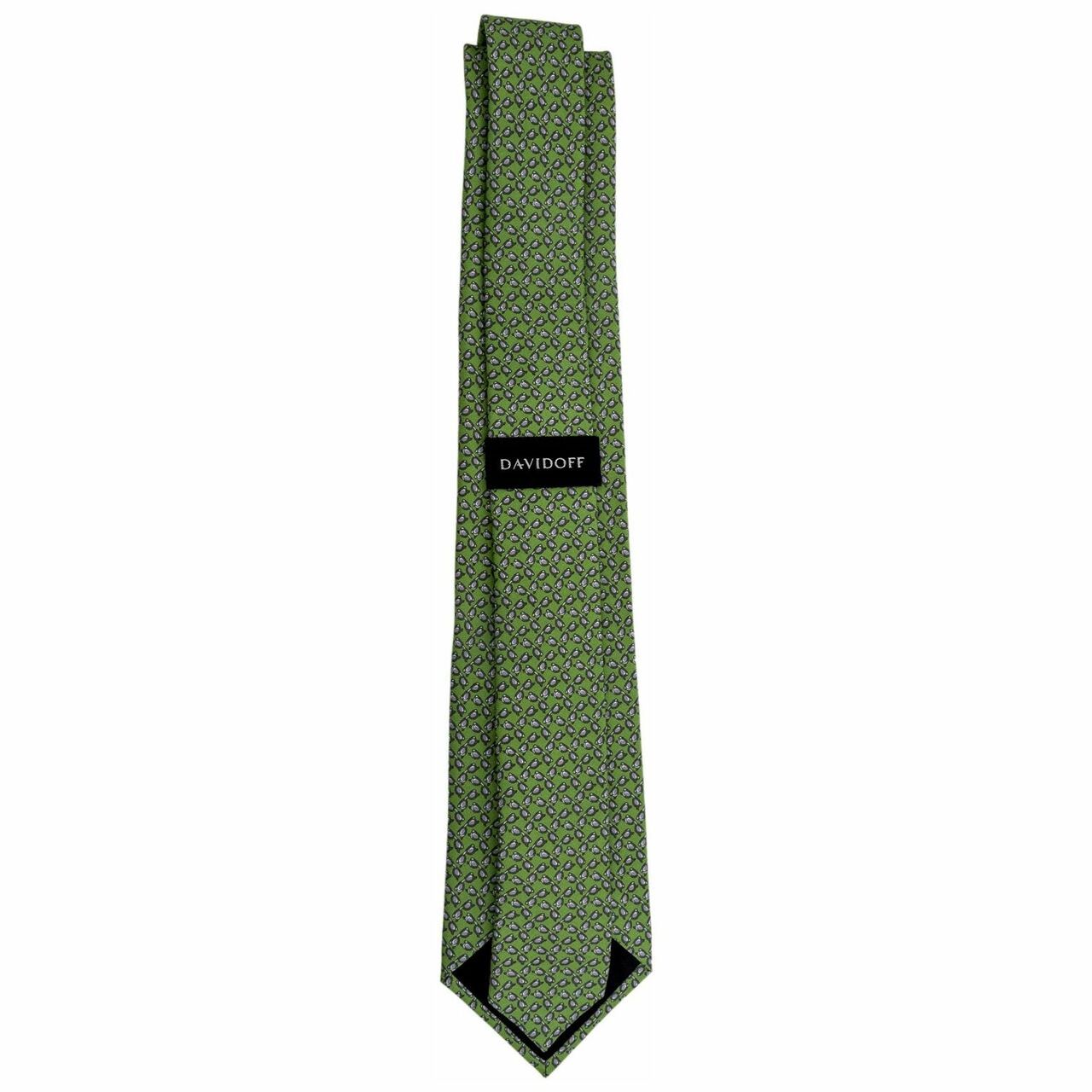 Davidoff handmade Italian silk necktie in green, featuring a luxurious design and elegant gift sleeve.