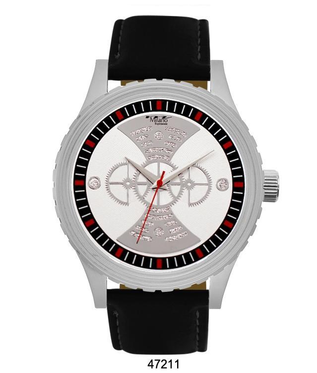 Dixon Black Vegan Leather Band Watch with Silver Case and Dial featuring Red Accents, showcasing its elegant design.