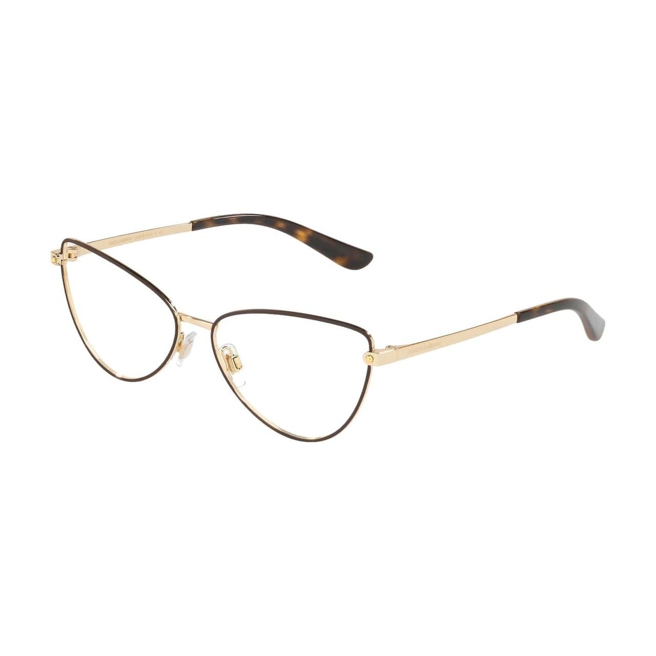 Dolce & Gabbana DG1321-1320 Gold Matte Brown Cat-Eye Women's Metal Eyeglasses showcasing elegant design and quality craftsmanship.