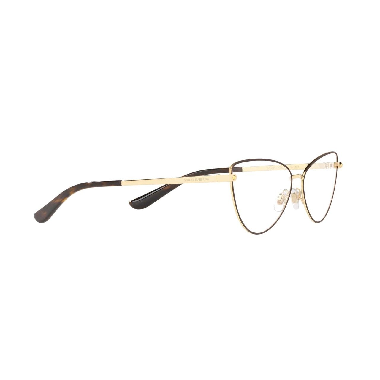 Dolce & Gabbana DG1321-1320 Gold Matte Brown Cat-Eye Women's Metal Eyeglasses showcasing elegant design and quality craftsmanship.