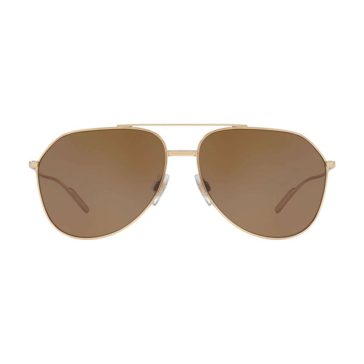 Dolce & Gabbana DG2166-02/83 Gold Aviator sunglasses with brown polarized lenses, showcasing a stylish metal frame.