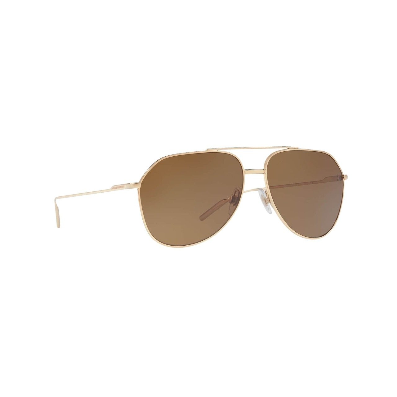 Dolce & Gabbana DG2166-02/83 Gold Aviator sunglasses with brown polarized lenses, showcasing a stylish metal frame.