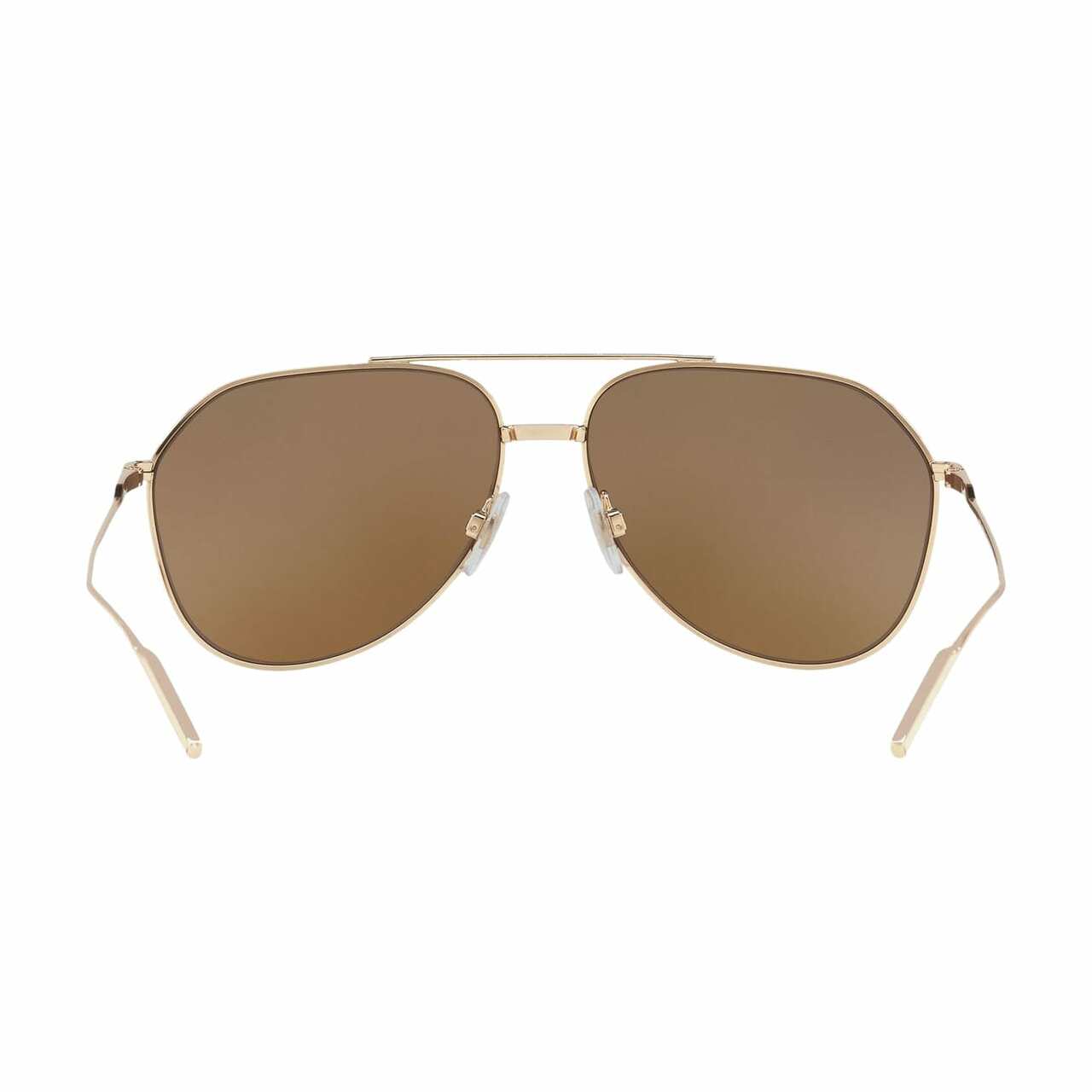 Dolce & Gabbana DG2166-02/83 Gold Aviator sunglasses with brown polarized lenses, showcasing a stylish metal frame.