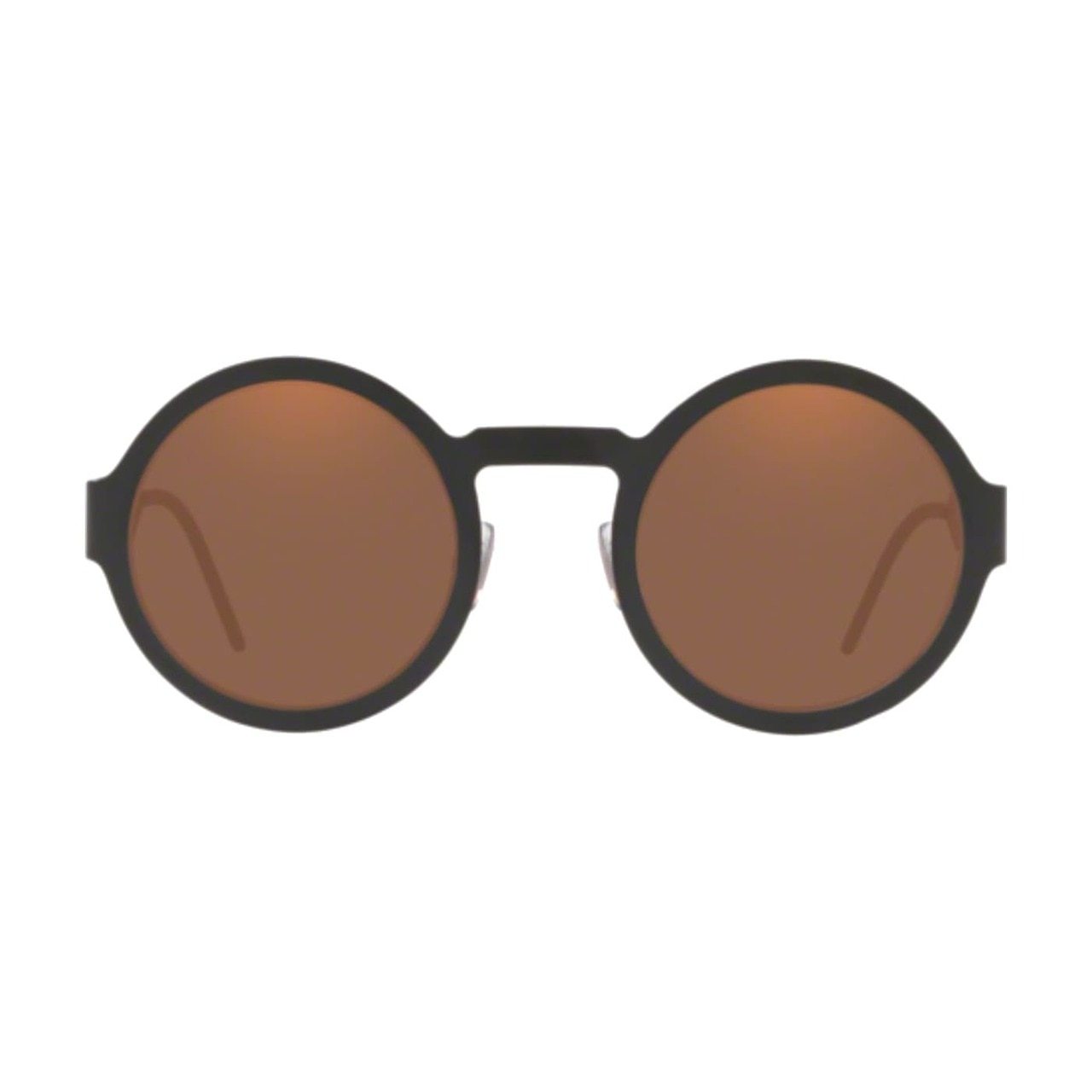 Dolce & Gabbana DG2234-1106/O Matte Black Round Sunglasses with Brown Metallic Orange lenses, showcasing a stylish design.