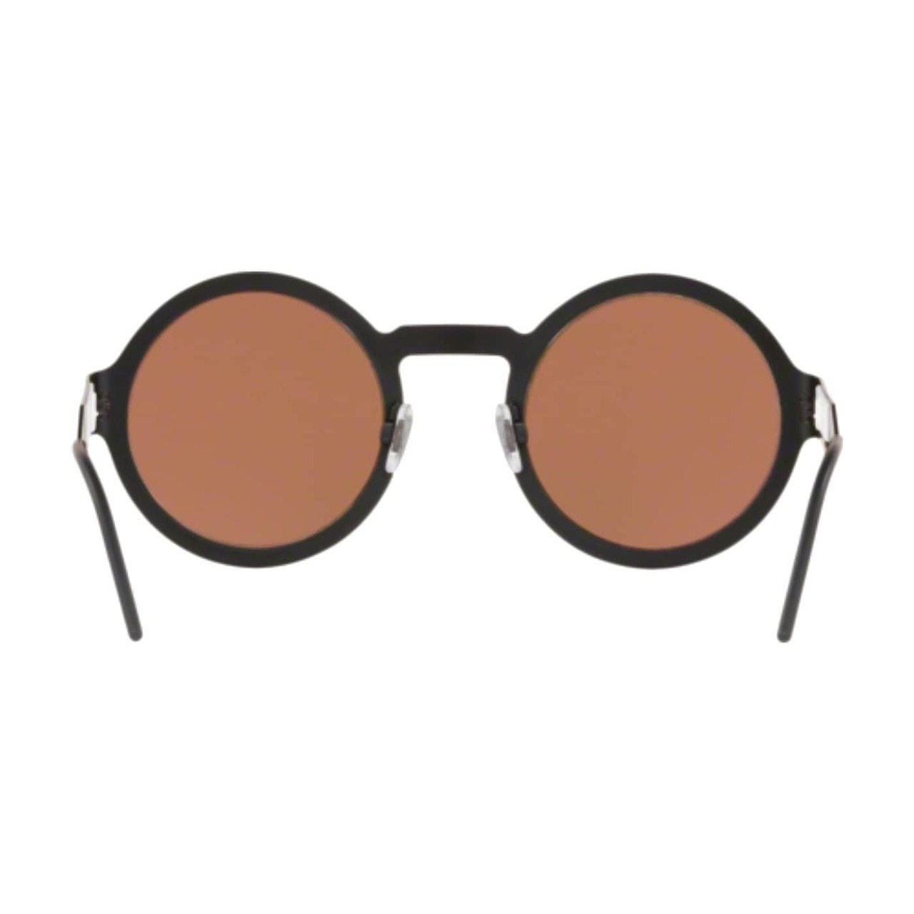 Dolce & Gabbana DG2234-1106/O Matte Black Round Sunglasses with Brown Metallic Orange lenses, showcasing a stylish design.