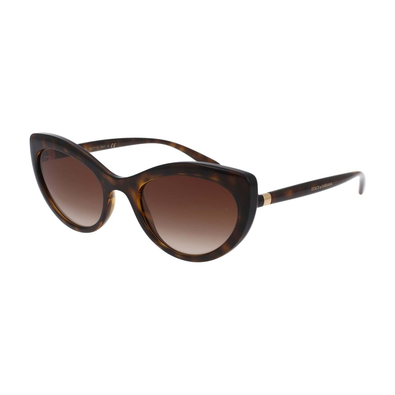 Dolce & Gabbana DG4335-501/86 Dark Havana Cat-Eye sunglasses with brown gradient lenses, showcasing elegant design and high-quality materials.