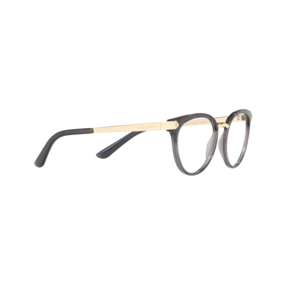 Dolce & Gabbana DG5043-504 Transparent Grey Cat-Eye Women's Acetate Eyeglasses showcasing a stylish cat-eye design.