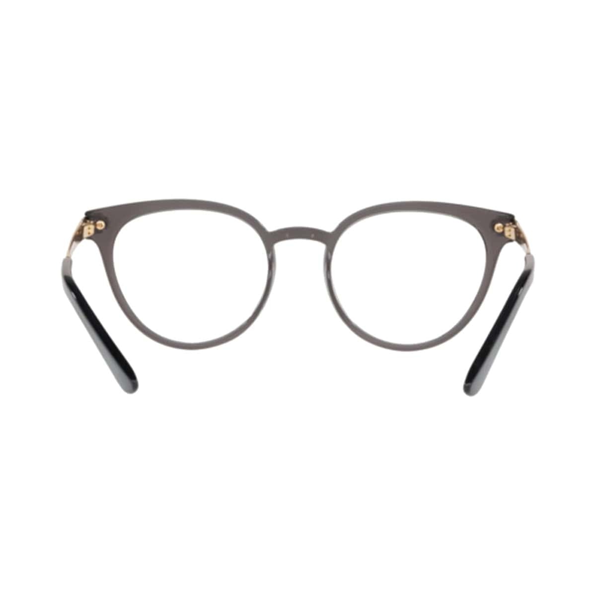 Dolce & Gabbana DG5043-504 Transparent Grey Cat-Eye Women's Acetate Eyeglasses showcasing a stylish cat-eye design.