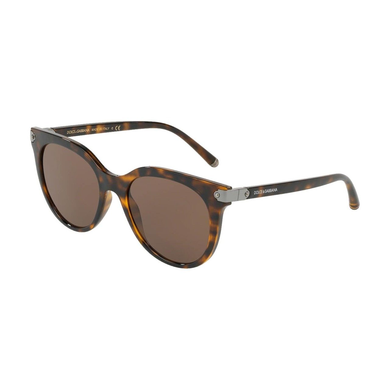 Dolce & Gabbana DG6117-502/73 Havana Cat-Eye Brown Lens Women's sunglasses with stylish design and elegant frame.