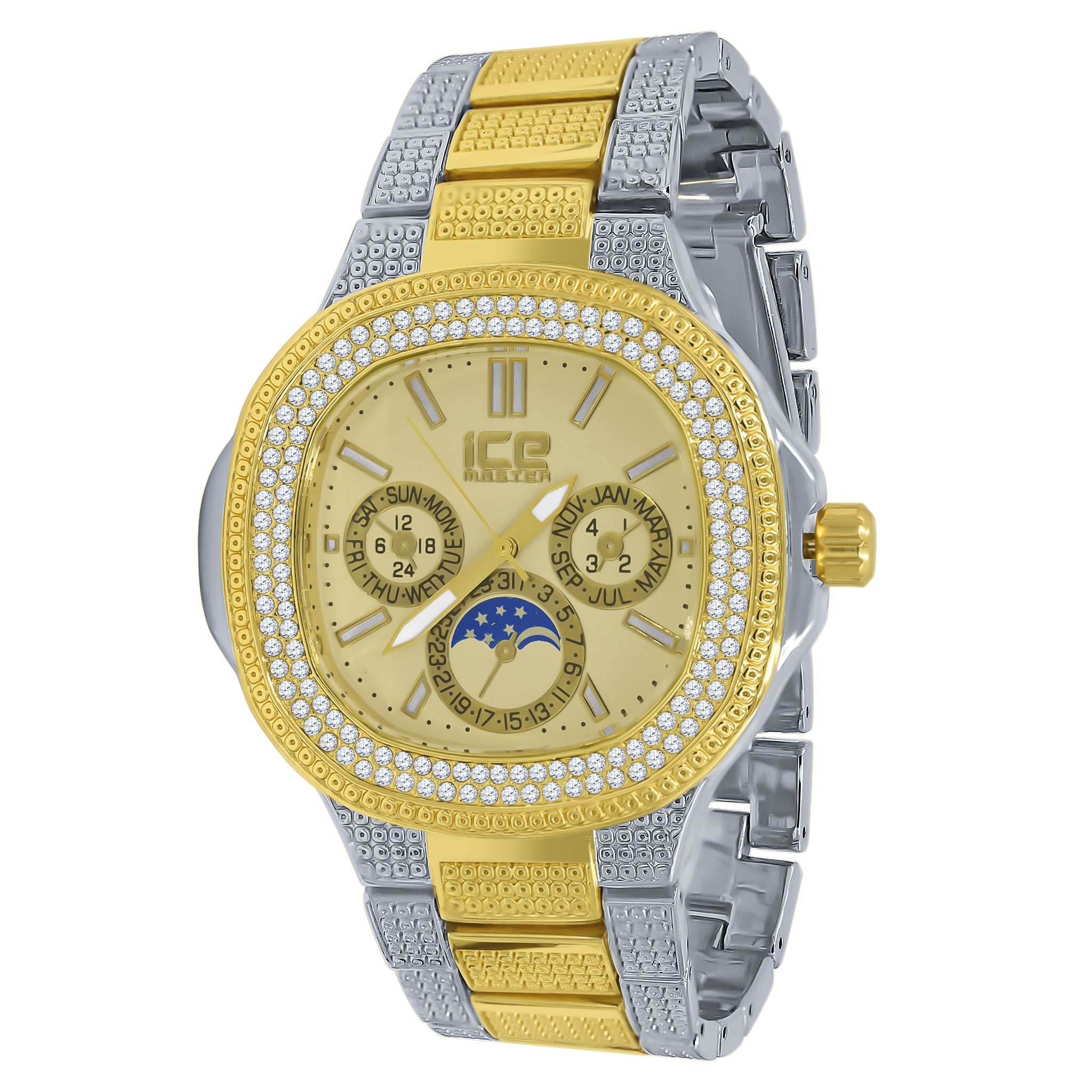 ENTHRAL Watch for Men featuring a bling metal design with sparkling stones on the bezel and strap, showcasing elegance and style.