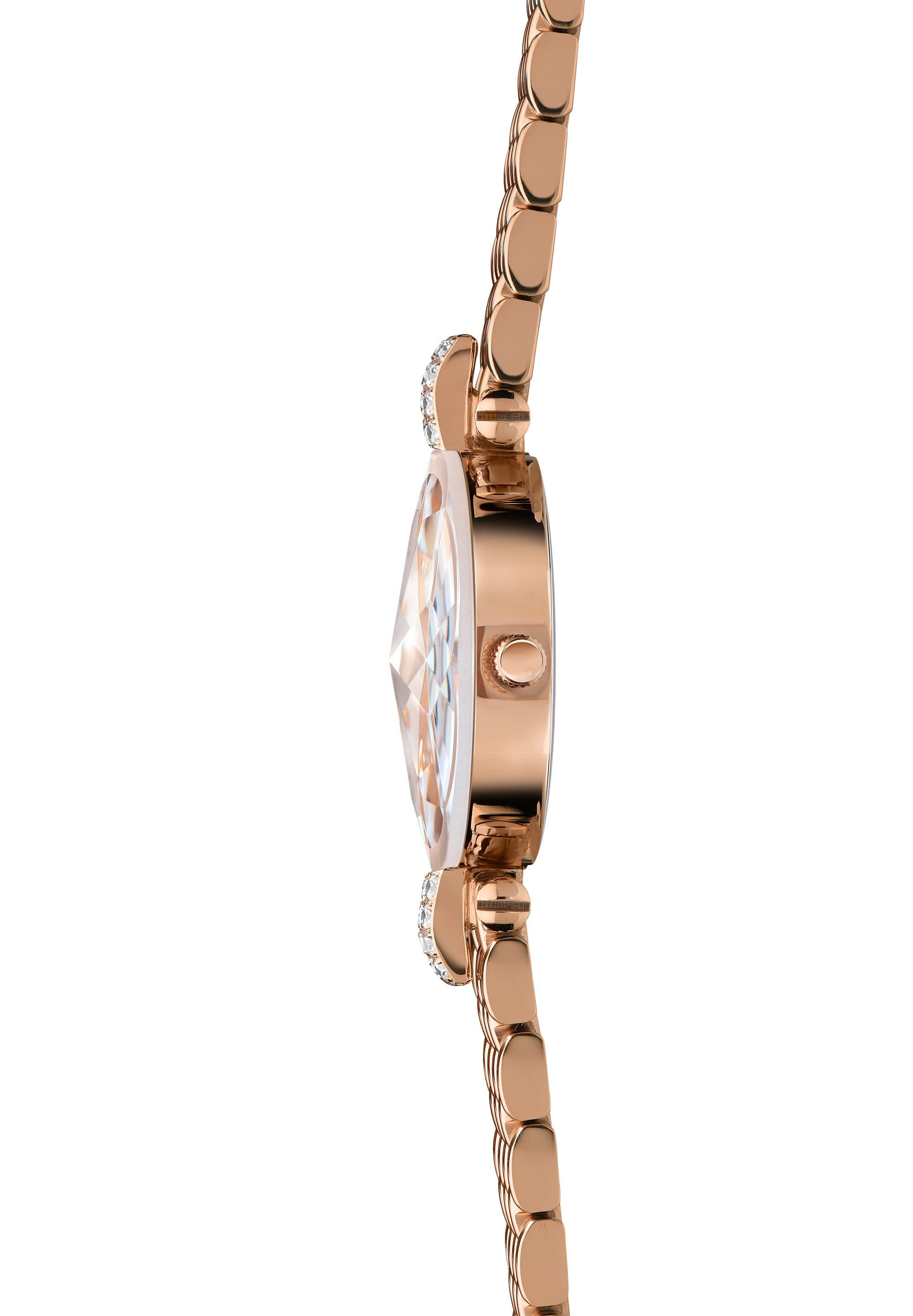 Facet Strass Swiss Ladies Watch J5.635.S featuring a white mother-of-pearl dial and rose-gold mesh band, showcasing elegance and sophistication.