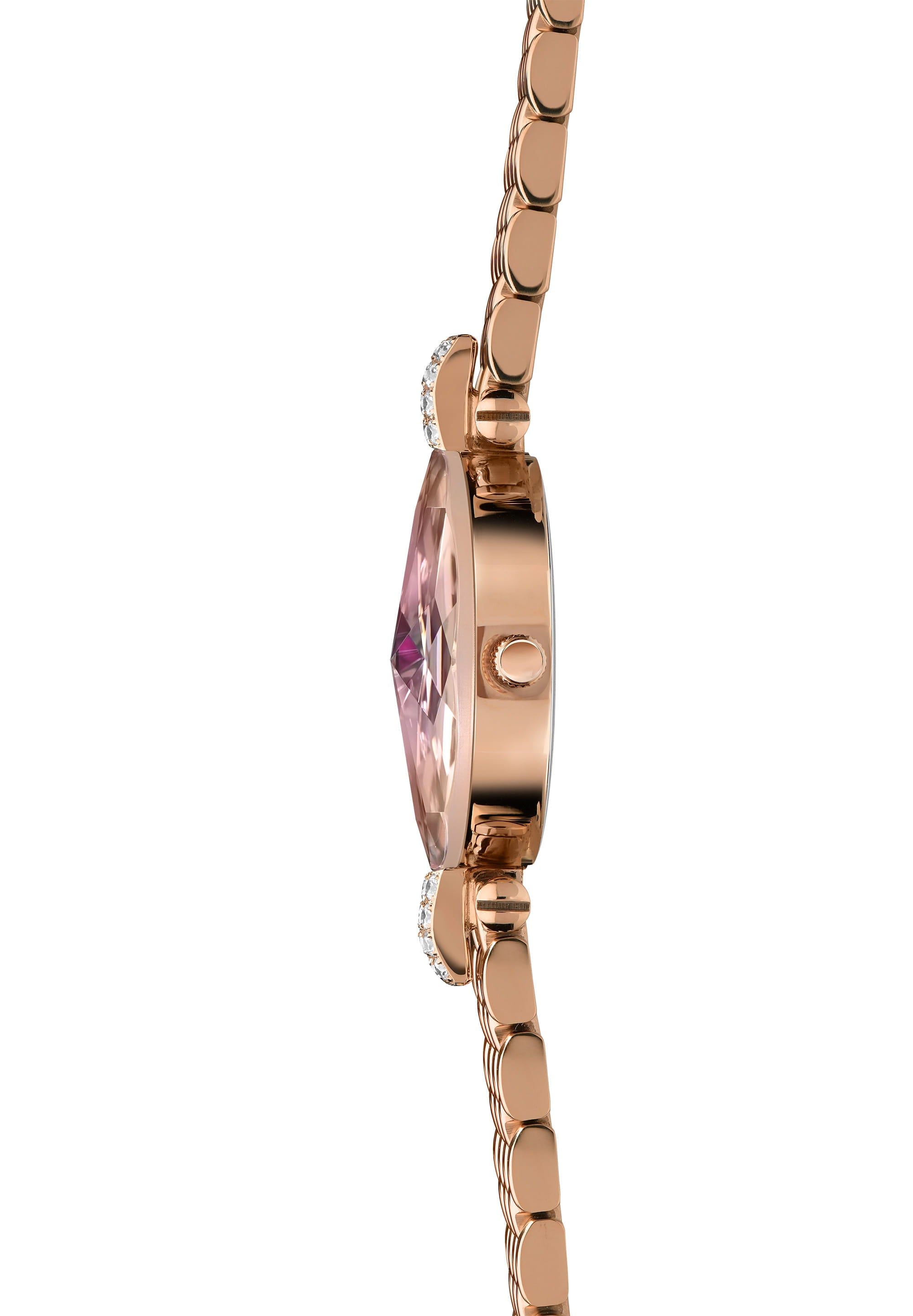 Facet Strass Swiss Ladies Watch J5.714.S featuring a rose gold mesh band and burgundy sunray dial with sparkling rhinestones.