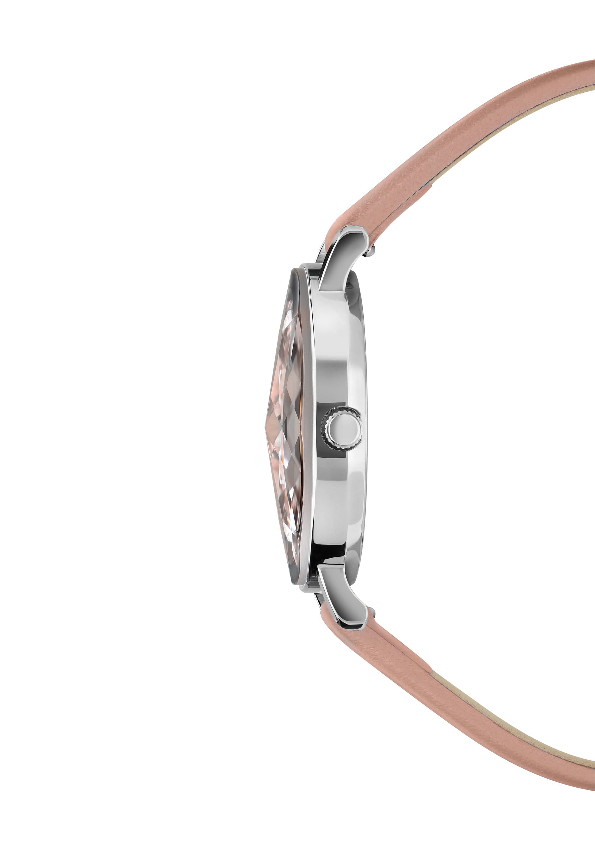 Facet Swiss Ladies Watch J5.605.M featuring a rose and silver design with a mother of pearl dial and sparkling crystals.