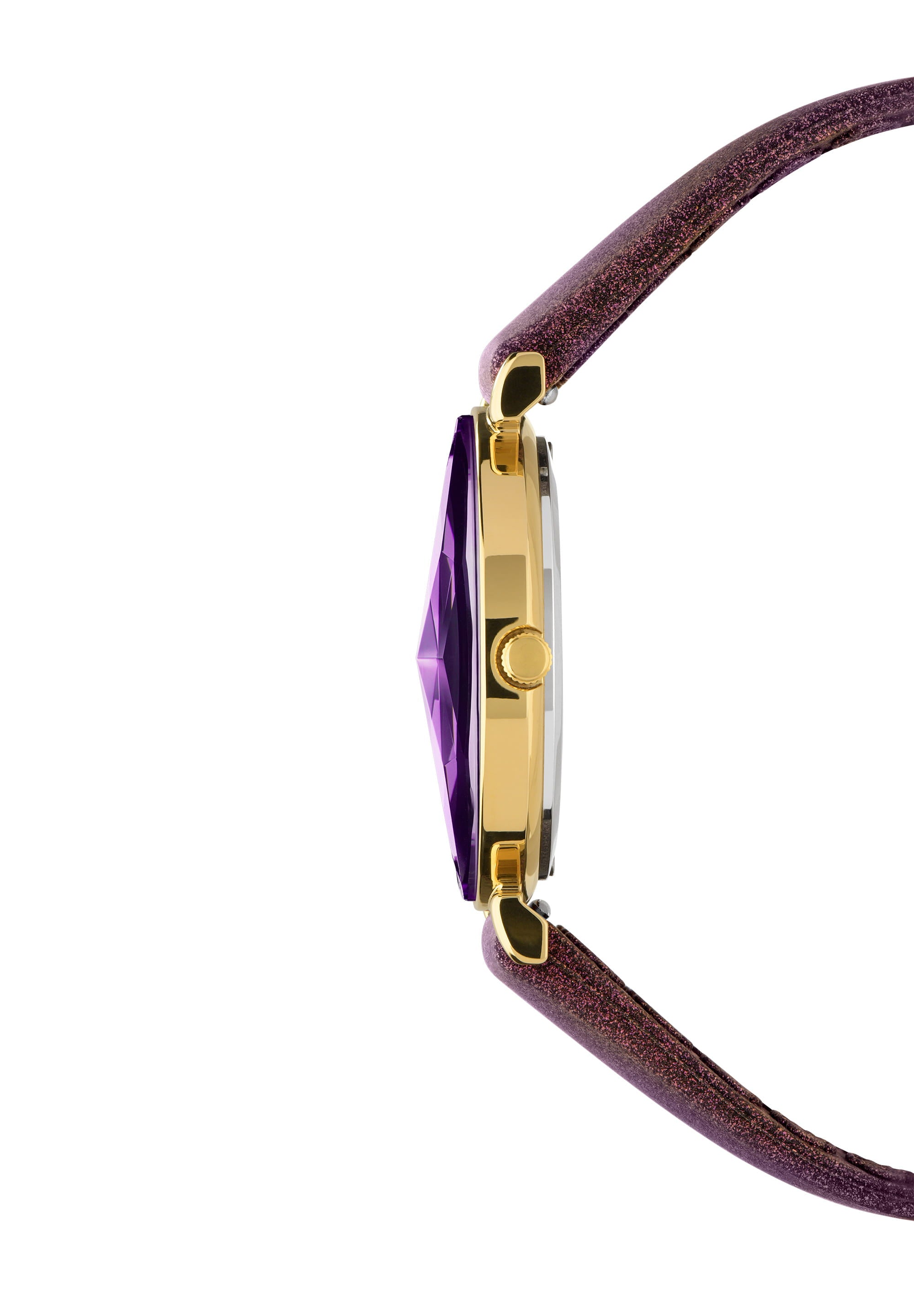 Facet Swiss Ladies Watch J5.855.M featuring a purple sunray dial and silicone strap, showcasing elegance and luxury.