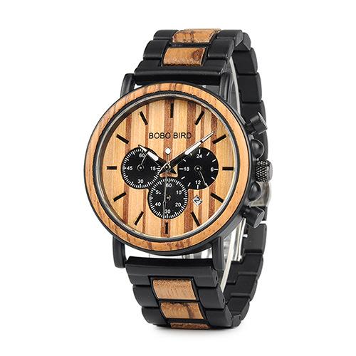 Fashion and Casual Wooden Luxury Watch for Men featuring a natural wood case and adjustable band.