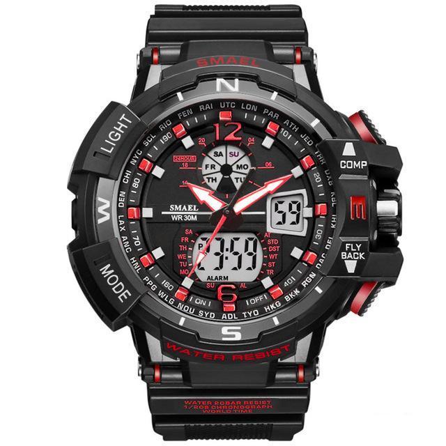 Fashion Sports Electronics Watch for Men with luminous display, silicone strap, and multiple functions including alarm and calendar.