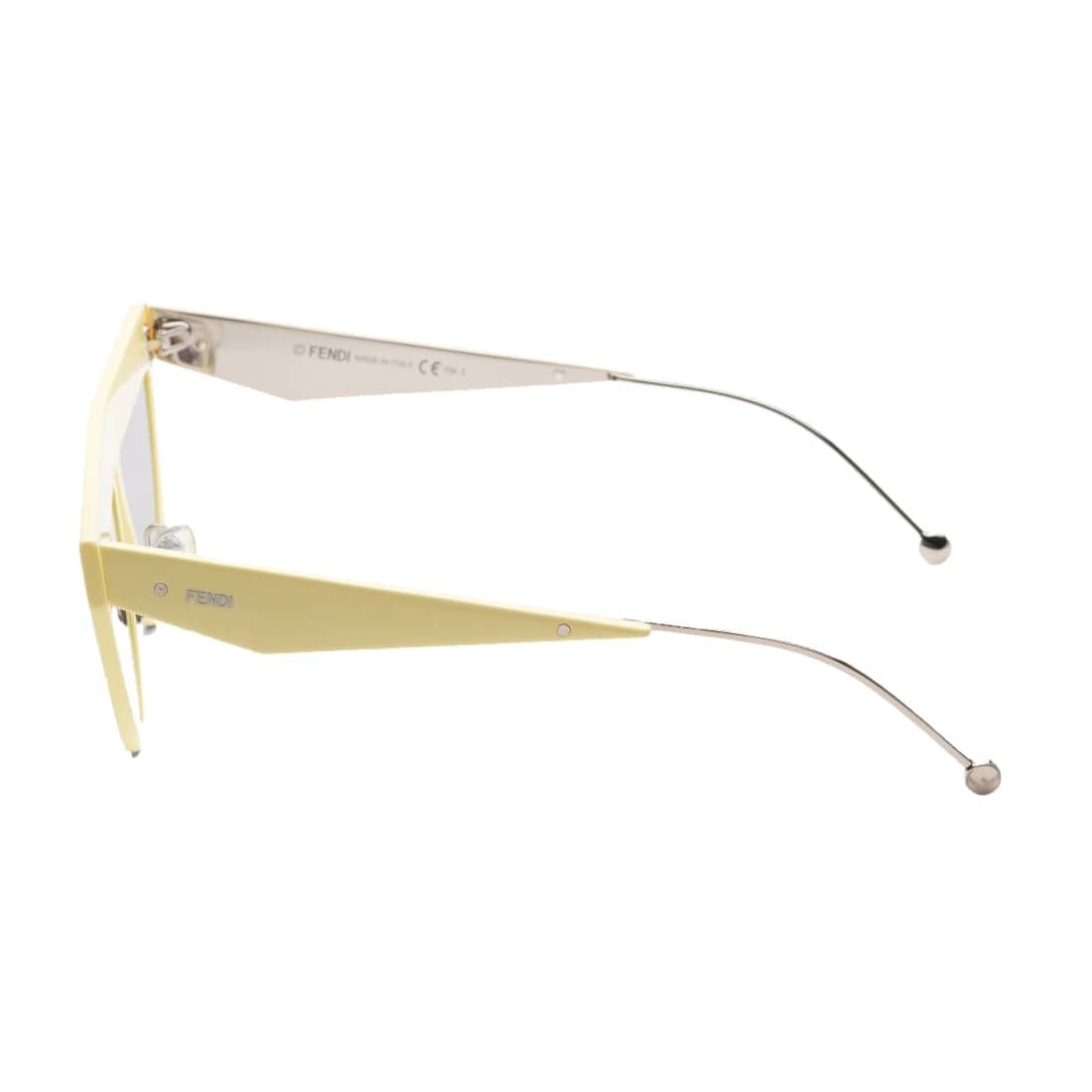 Fendi FF 0371/S-40G/UE Yellow Tiny Grey Lens Women's Acetate Sunglasses showcasing a vibrant yellow frame and stylish grey lenses.