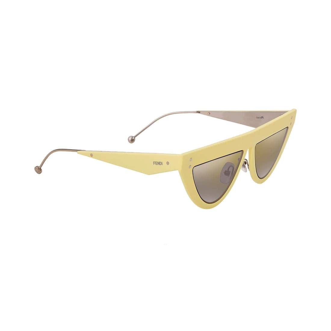 Fendi FF 0371/S-40G/UE Yellow Tiny Grey Lens Women's Acetate Sunglasses showcasing a vibrant yellow frame and stylish grey lenses.