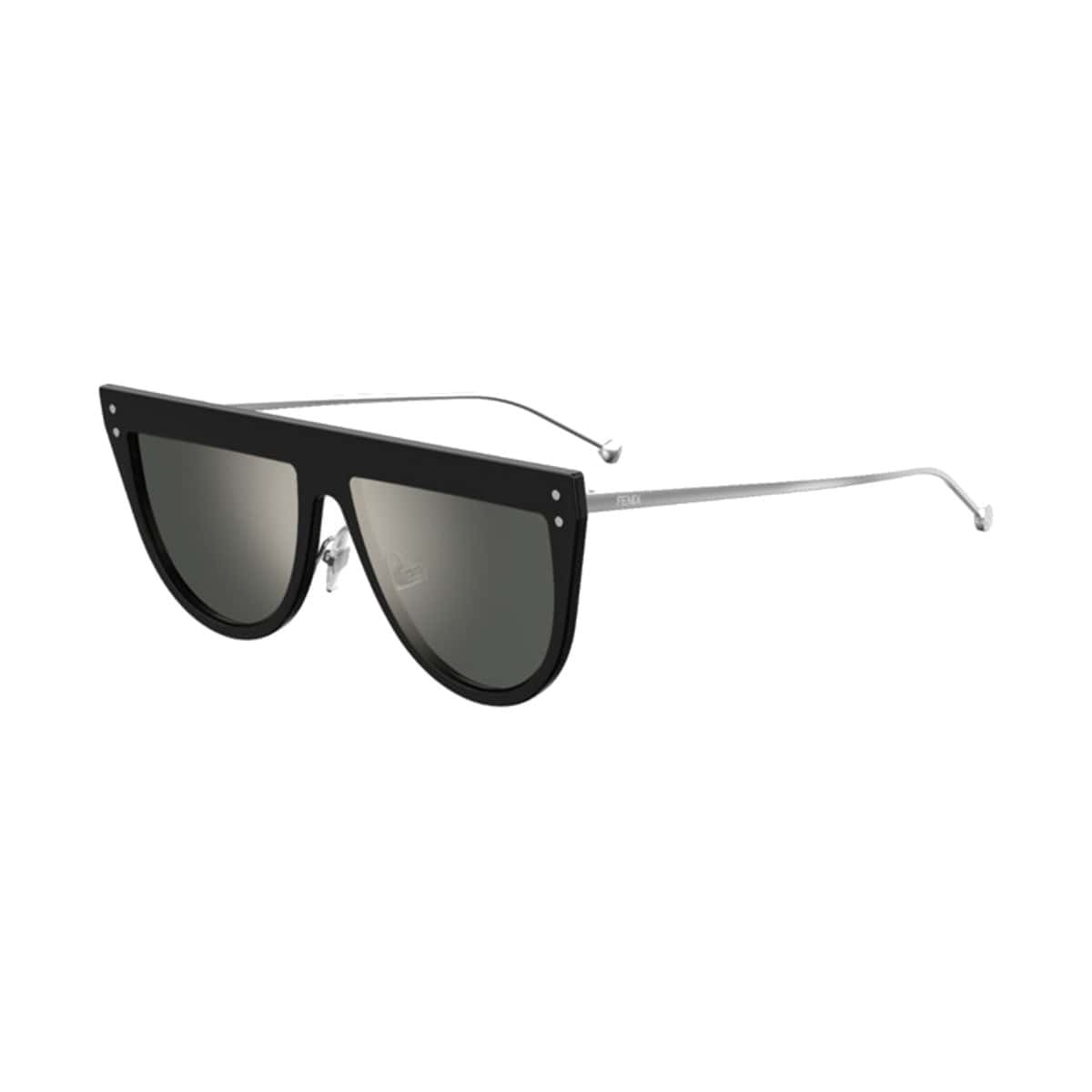 Fendi FF 0372/S-807/T4 Black Flat Top Grey Lens Women's Acetate Sunglasses showcasing a stylish black frame and grey lenses.