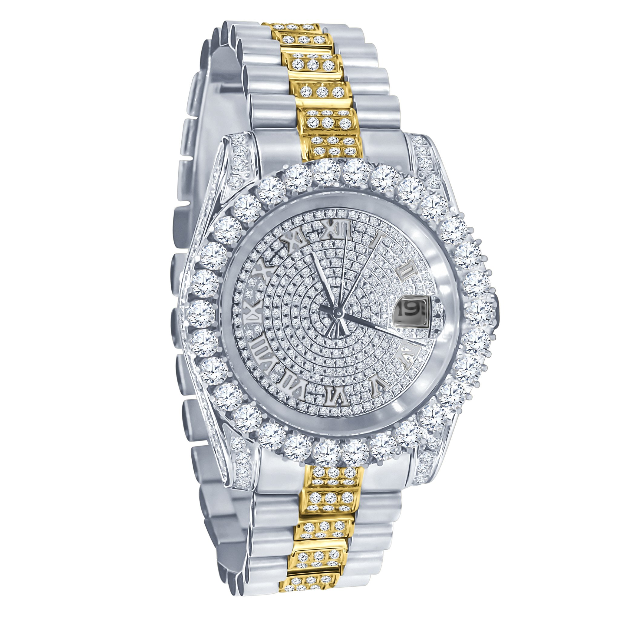 Forte Steel CZ Watch featuring artisan-crafted ice accents, stainless steel body, and cubic zirconia stones, showcasing luxury and precision.