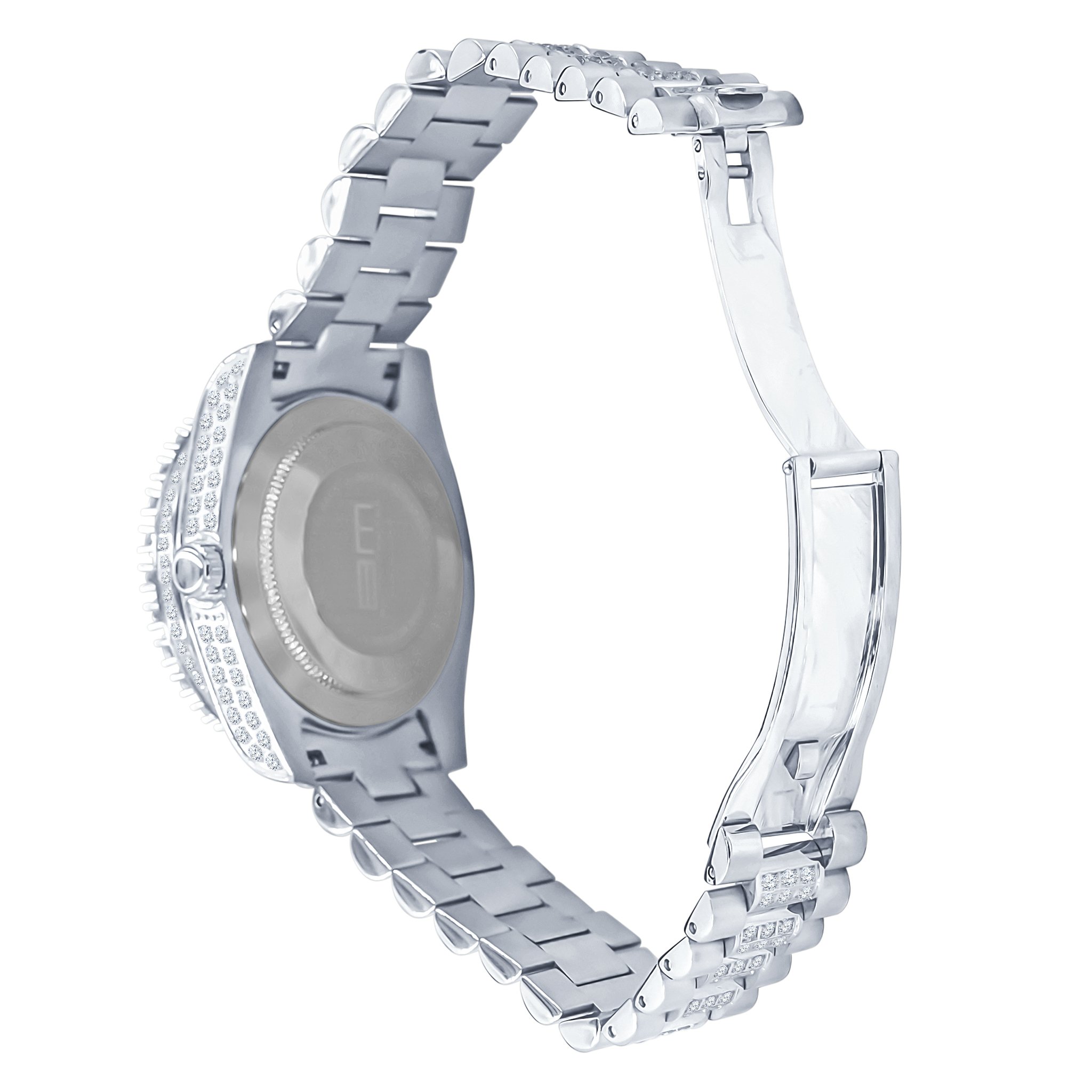 Forte Steel CZ Watch featuring artisan-crafted ice accents, stainless steel body, and cubic zirconia stones, showcasing luxury and precision.