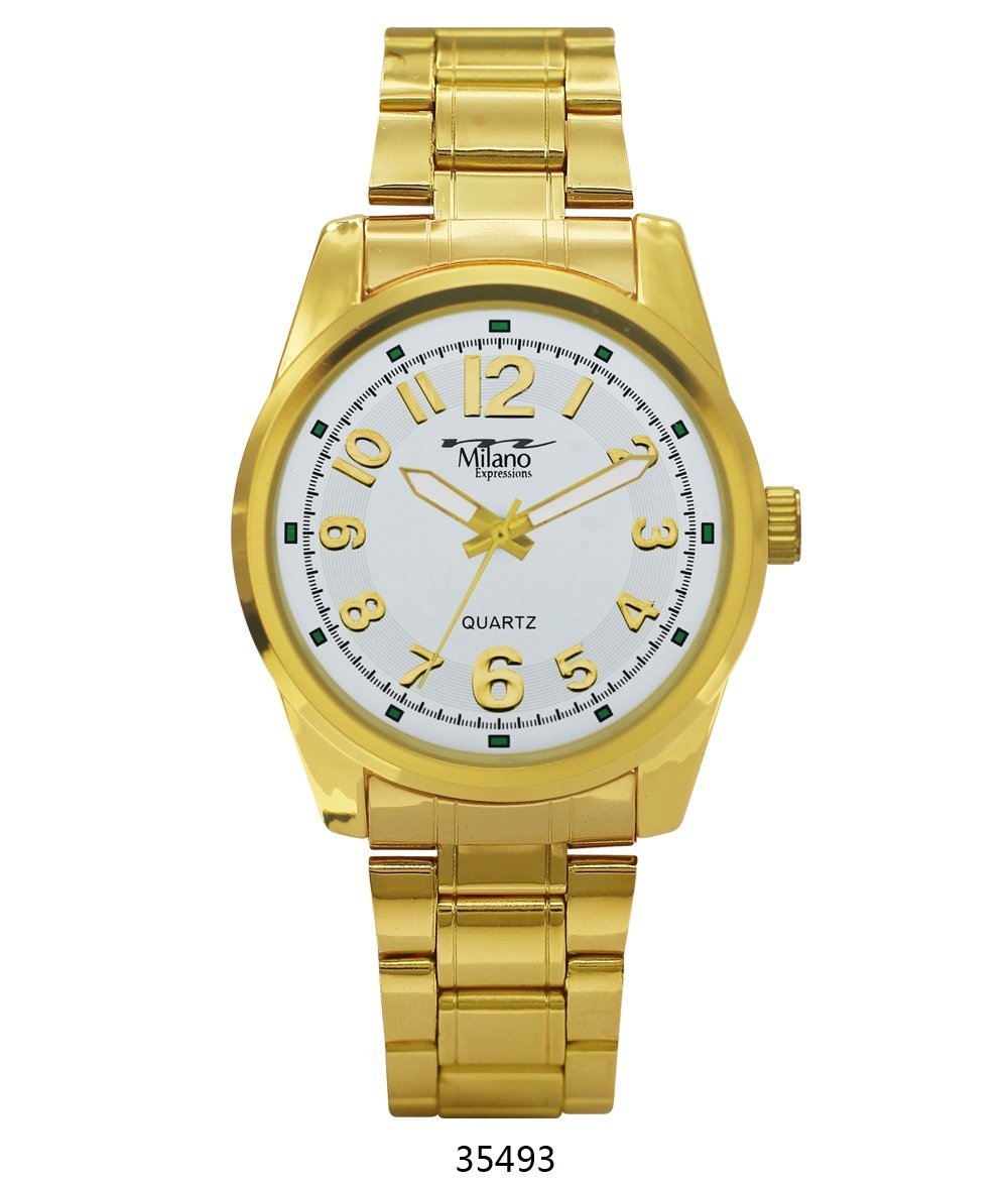 Fredonia Gold Metal Band Watch with White Dial, showcasing elegant design and durable alloy materials.