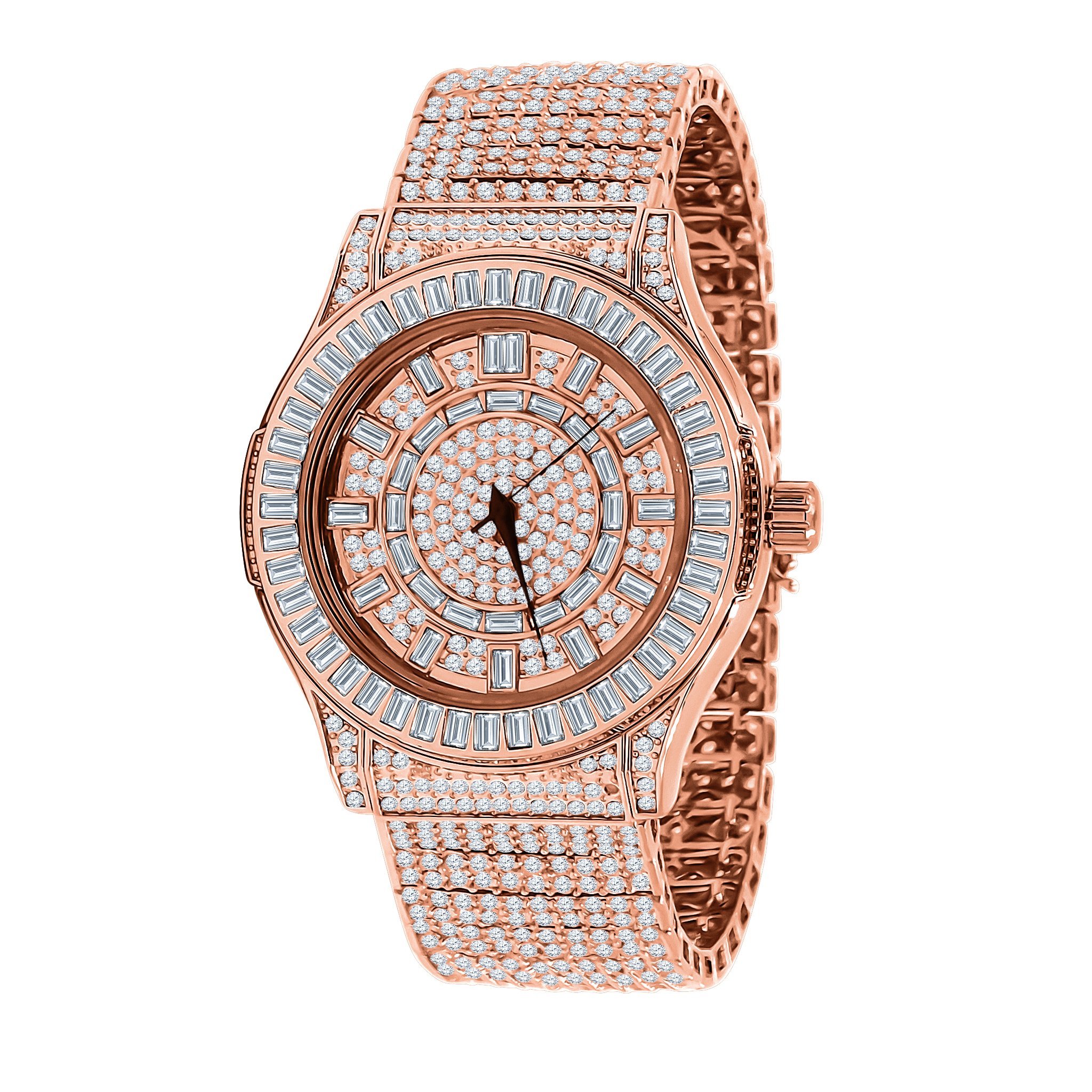 GALLANT CZ Watch featuring a 14K yellow gold plated finish with cubic zirconia stones and a solid steel link bracelet.