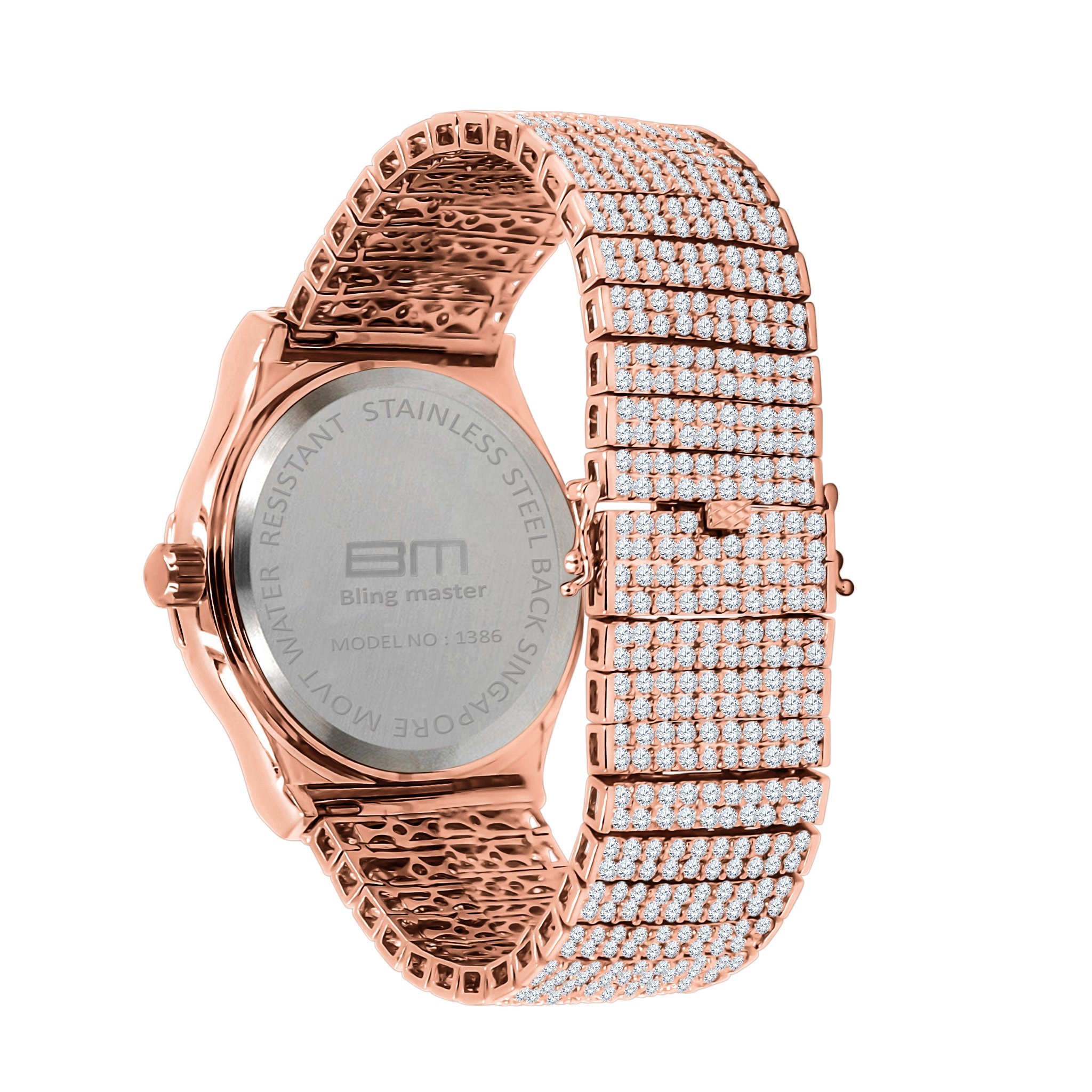 GALLANT CZ Watch featuring a 14K yellow gold plated finish with cubic zirconia stones and a solid steel link bracelet.