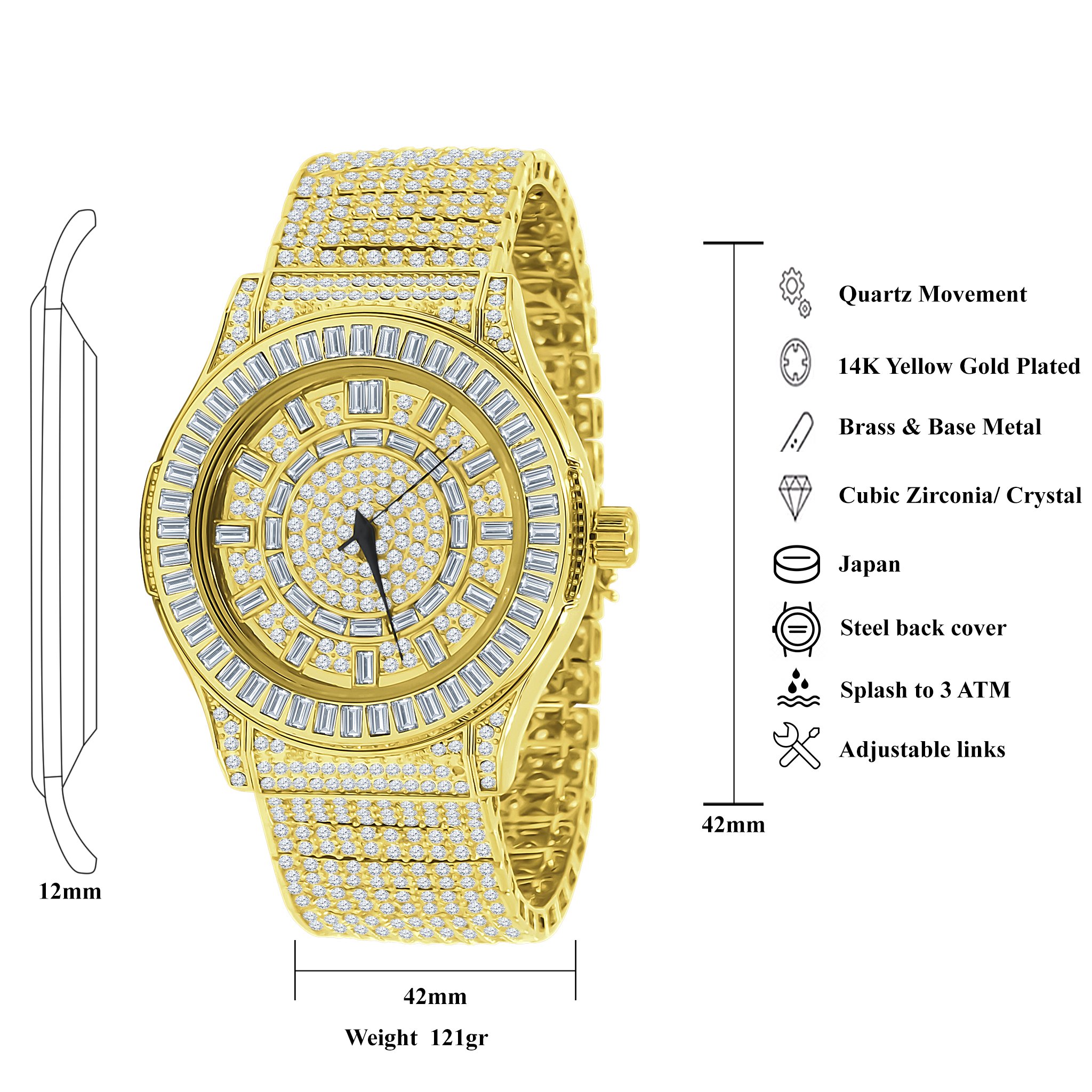 GALLANT Steel CZ Watch featuring cubic zirconia stones and stainless steel design, showcasing elegance and durability.