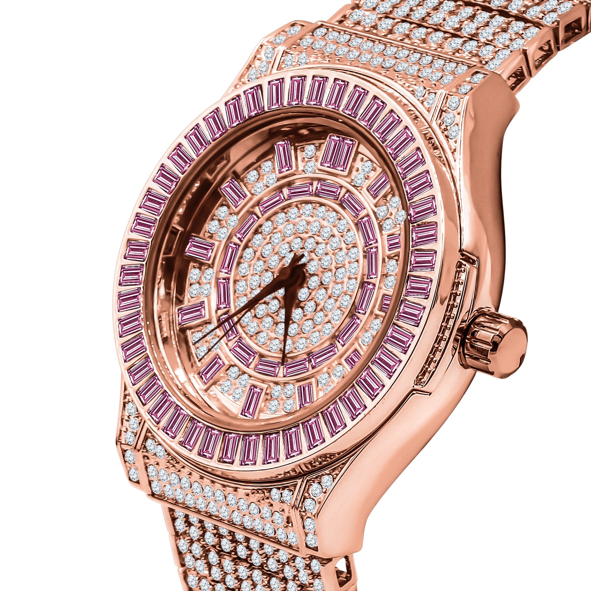 GALLANT Steel CZ Watch featuring a 14K gold plated finish and sparkling cubic zirconia stones, showcasing its elegant design and stainless steel construction.