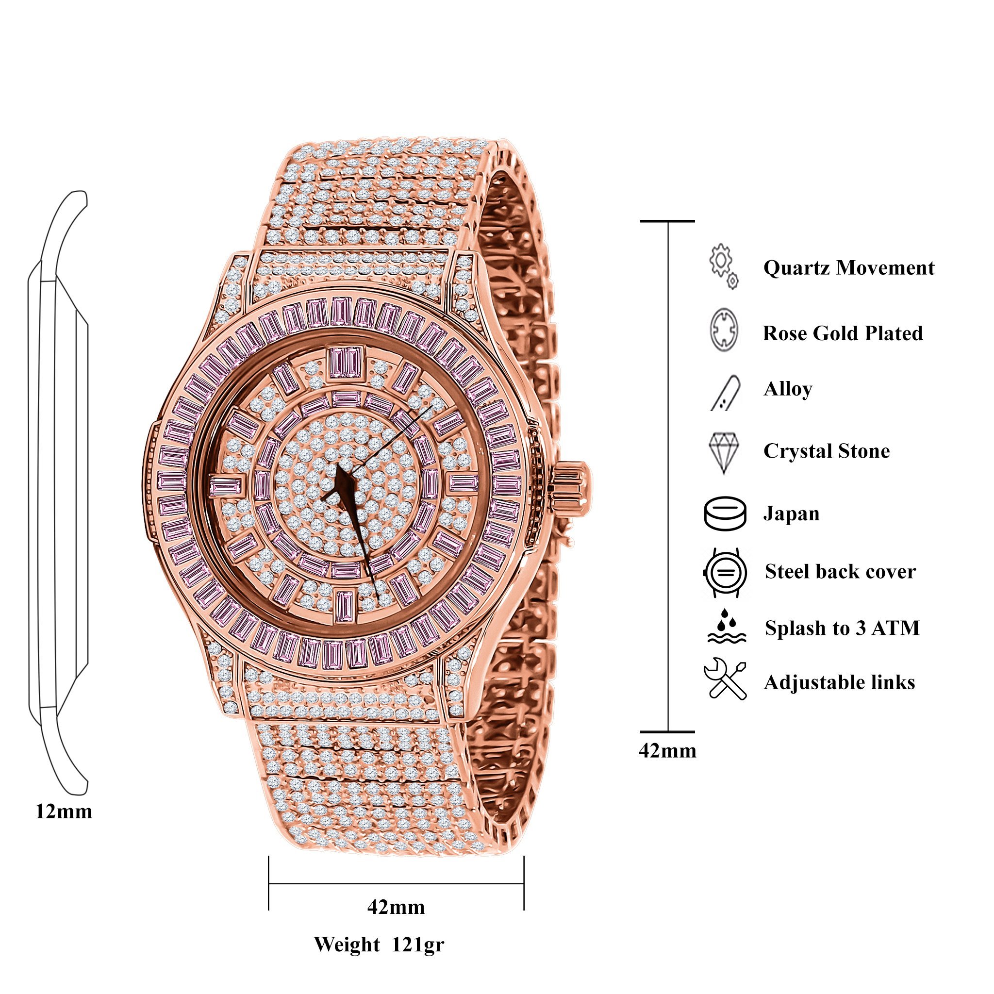 GALLANT Steel CZ Watch featuring a 14K gold plated finish and sparkling cubic zirconia stones, showcasing its elegant design and stainless steel construction.