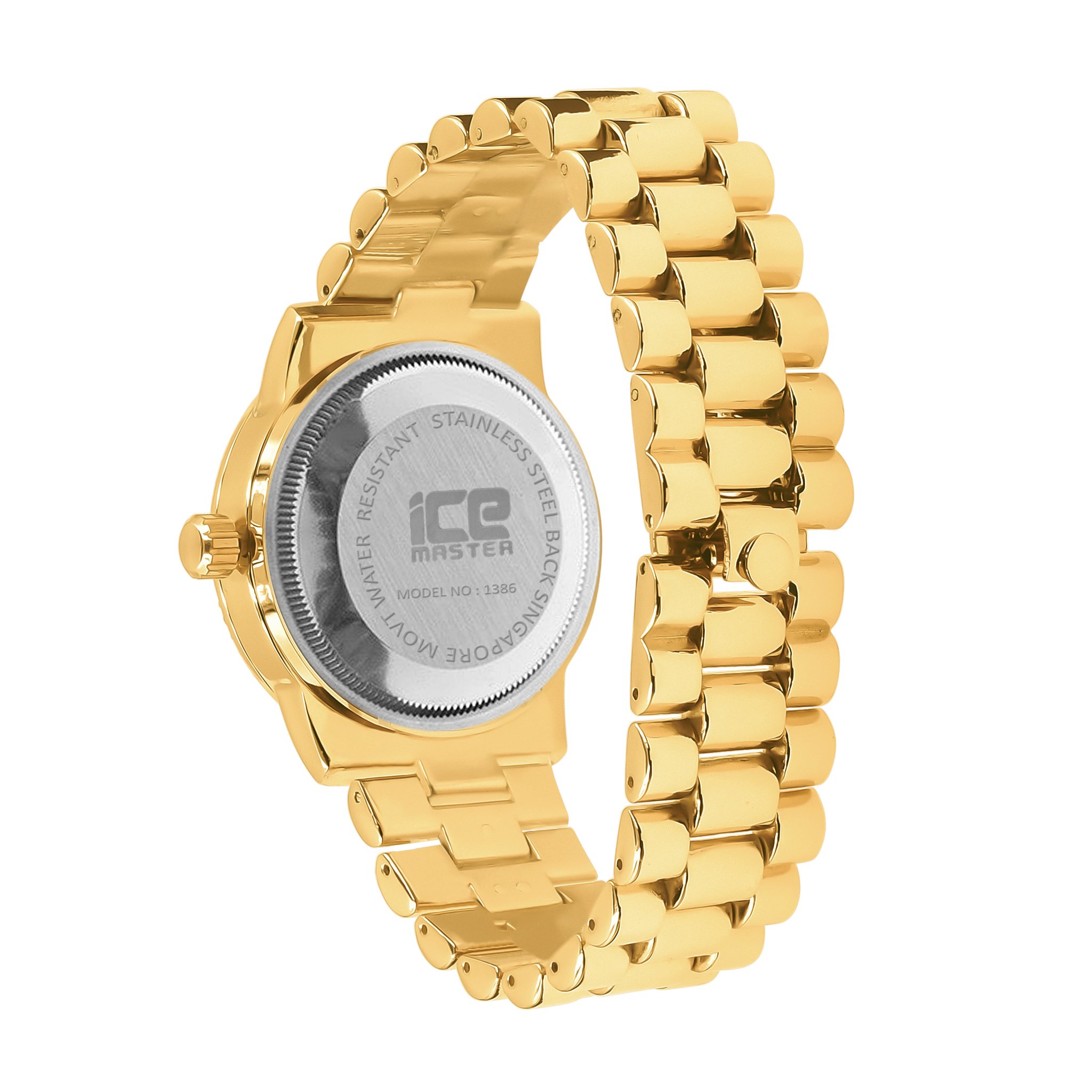 Grandeur Bling Metal Watch featuring a polished chain and CZ stones on the dial, showcasing elegance and luxury.