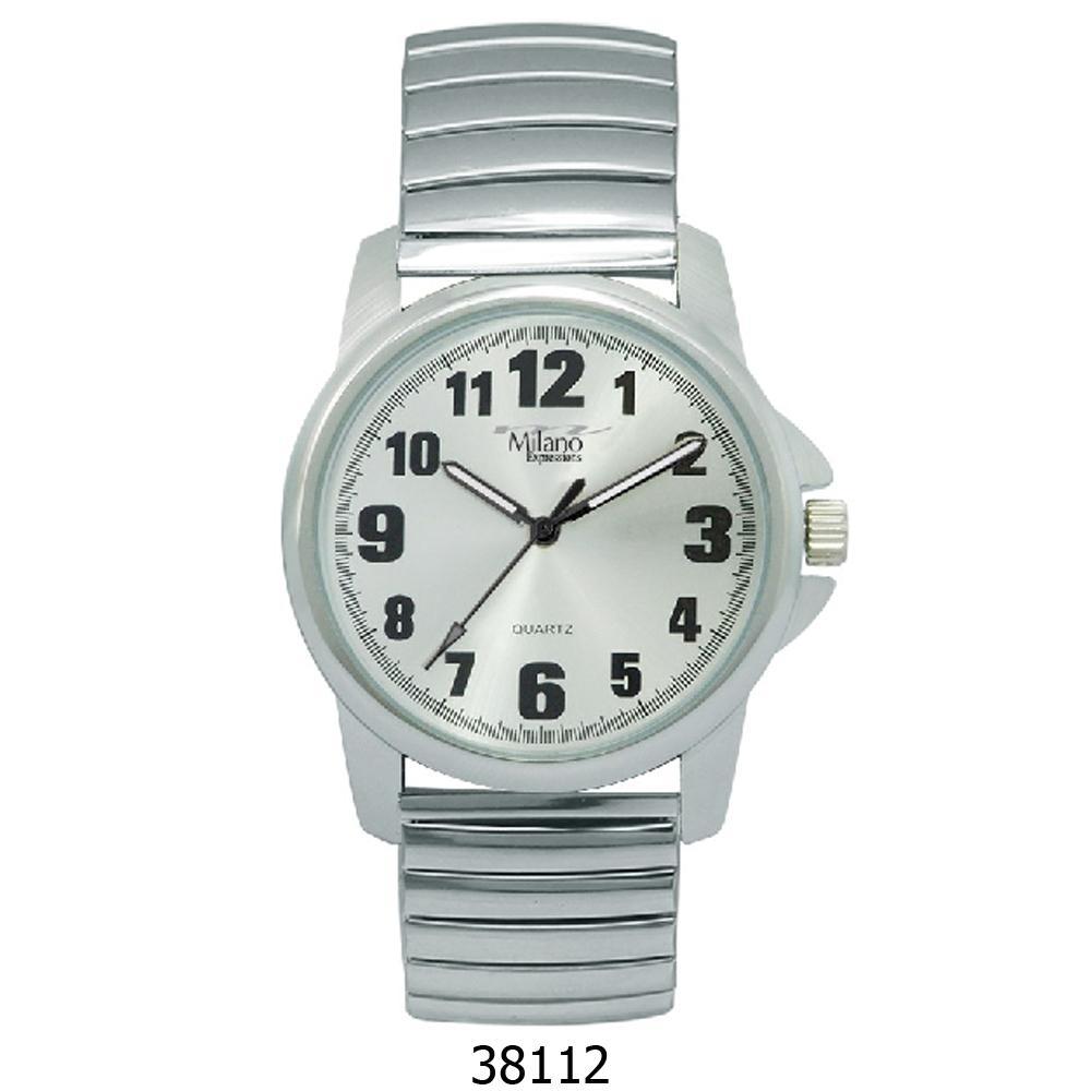 Hagerstown M Milano Expressions Silver Flex Band Watch with white dial and stainless steel band, showcasing its elegant design.