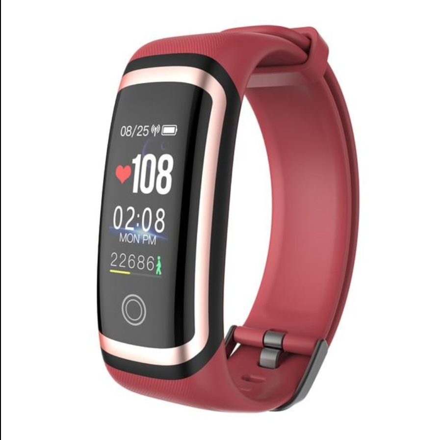 Heart Rate and Blood Pressure Monitoring Smart Watch with HD color screen and stainless steel strap, showcasing its sleek design and features.